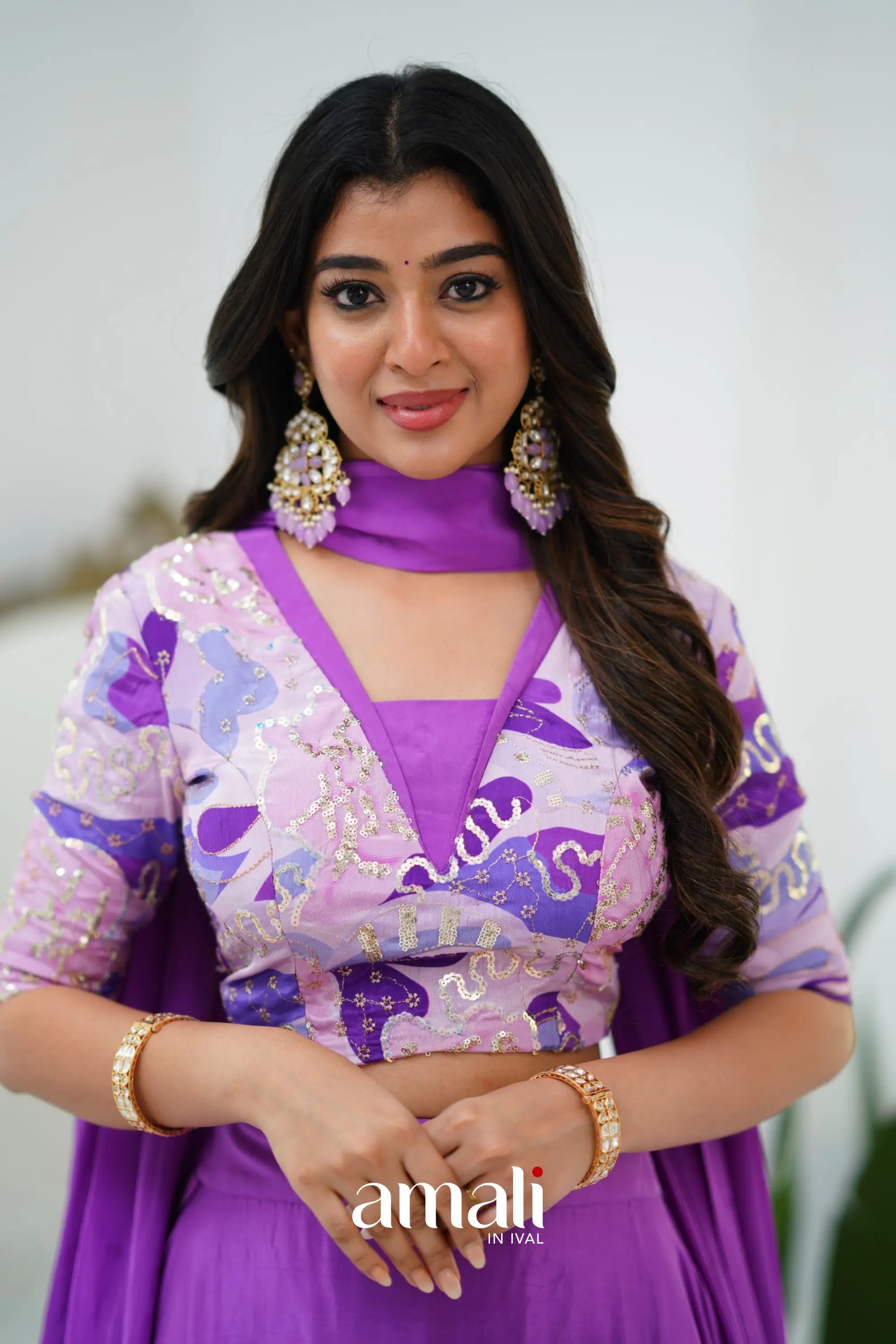 Zaara - Crop Top And Skirt Purple Crop Top Skirts