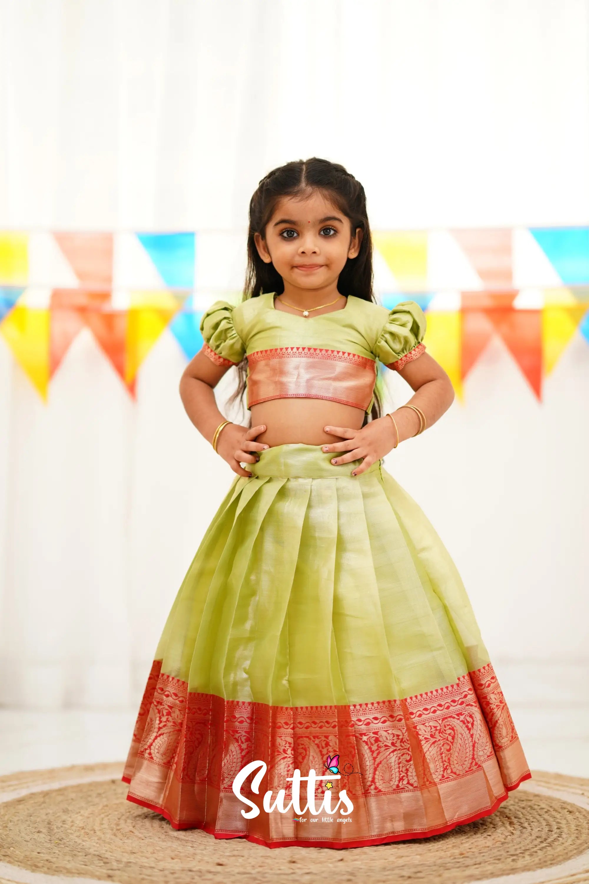 Zara Croptop & Skirt - Pastel Green Kids-Suttis