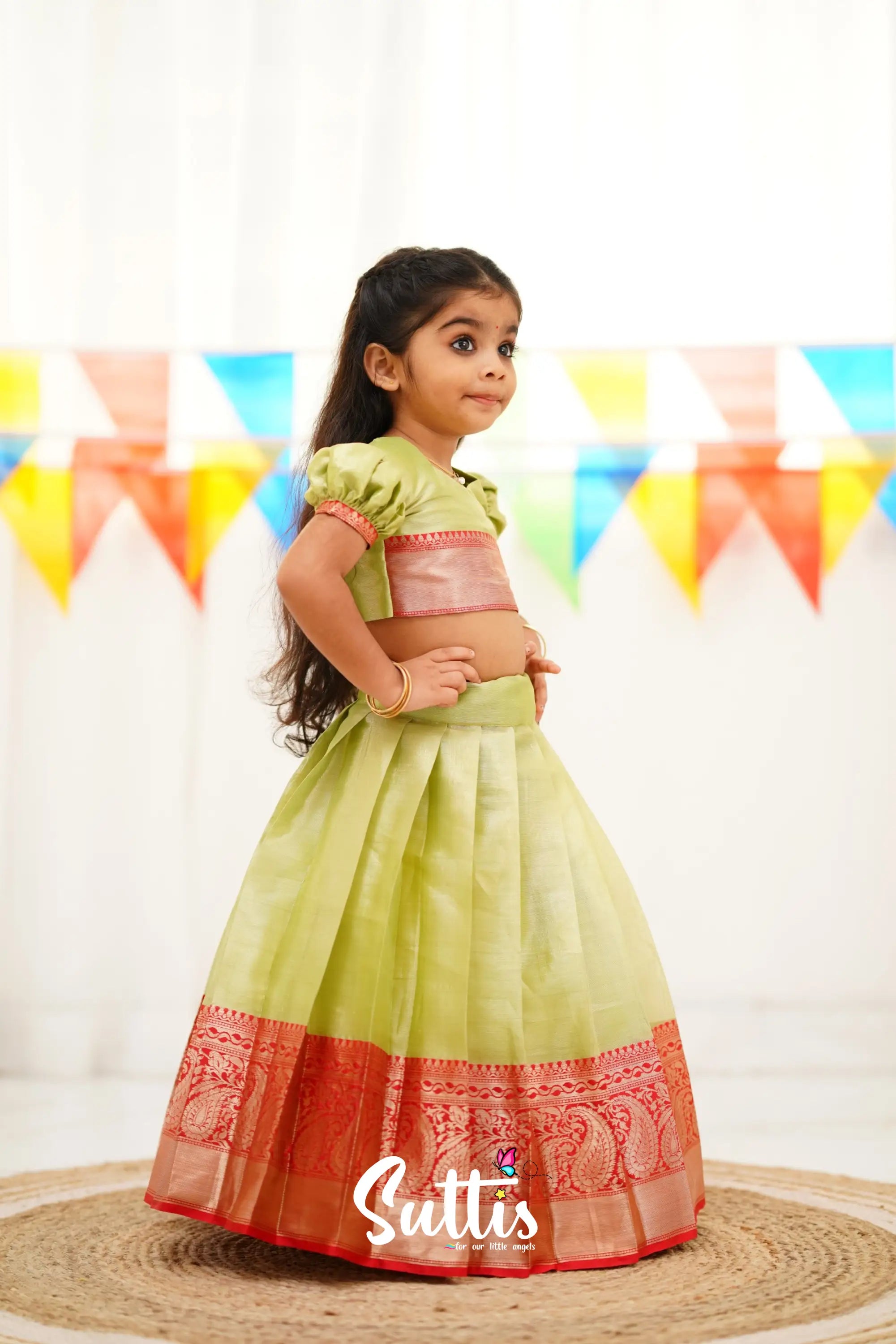 Zara Croptop & Skirt - Pastel Green Kids-Suttis