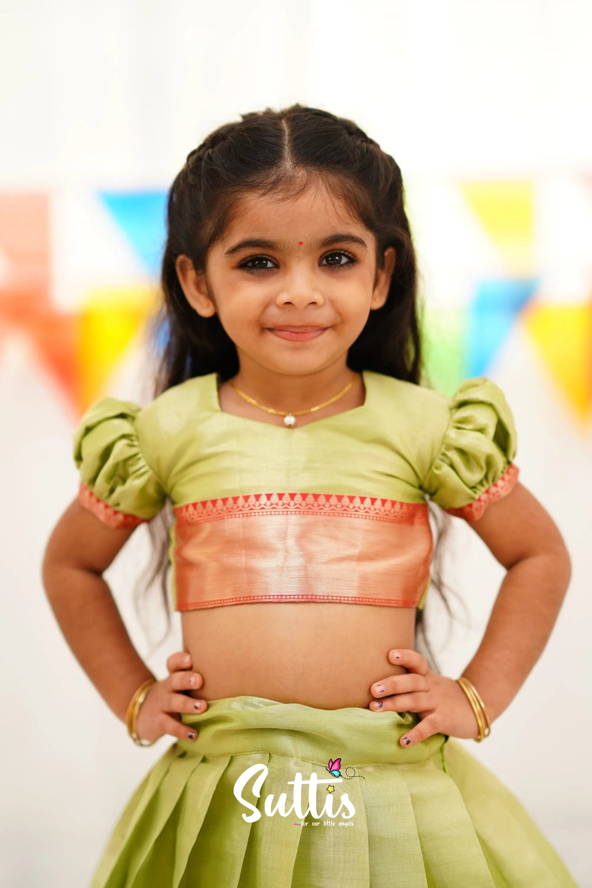 Zara Croptop & Skirt - Pastel Green Kids-Suttis