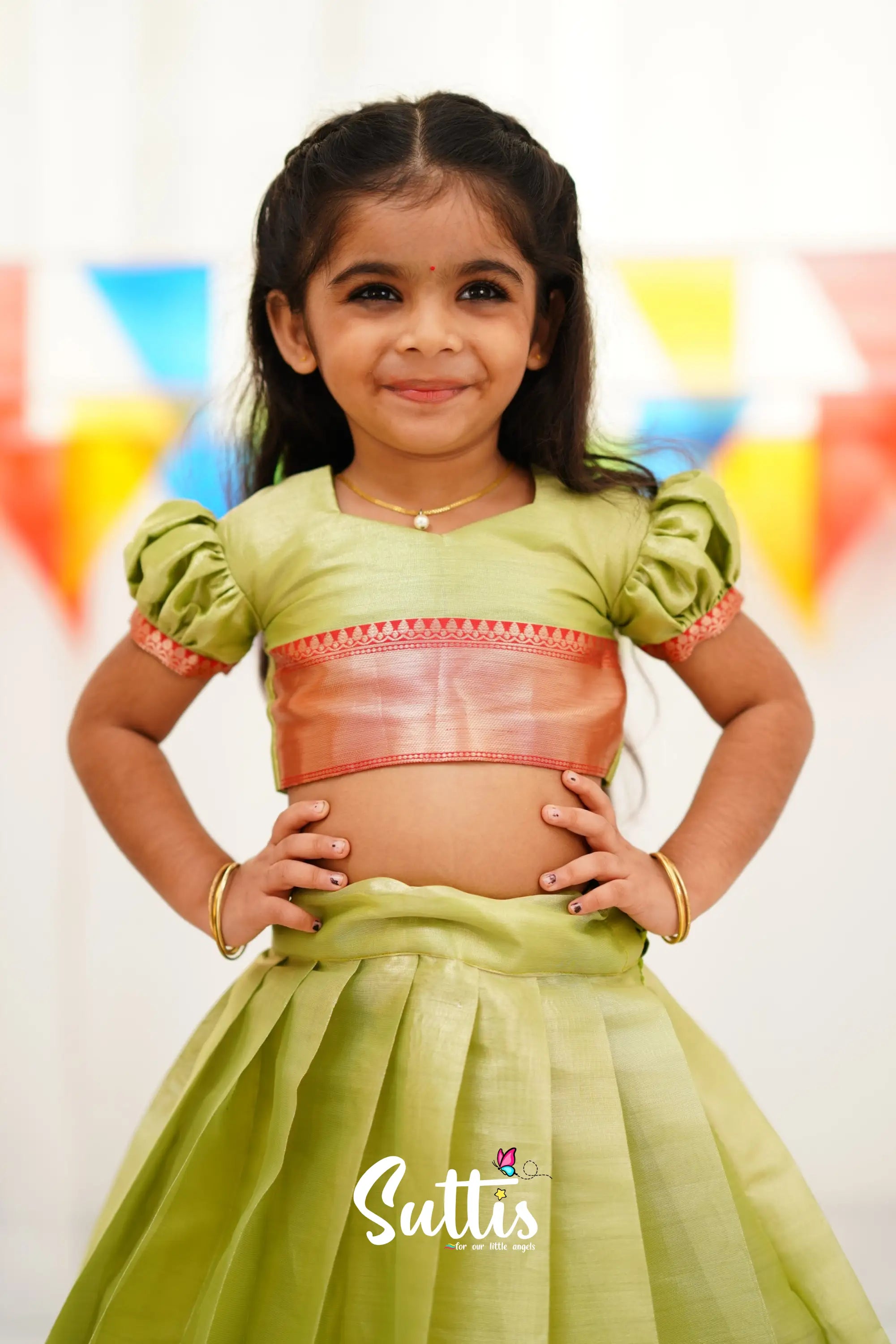 Zara Croptop & Skirt - Pastel Green Kids-Suttis