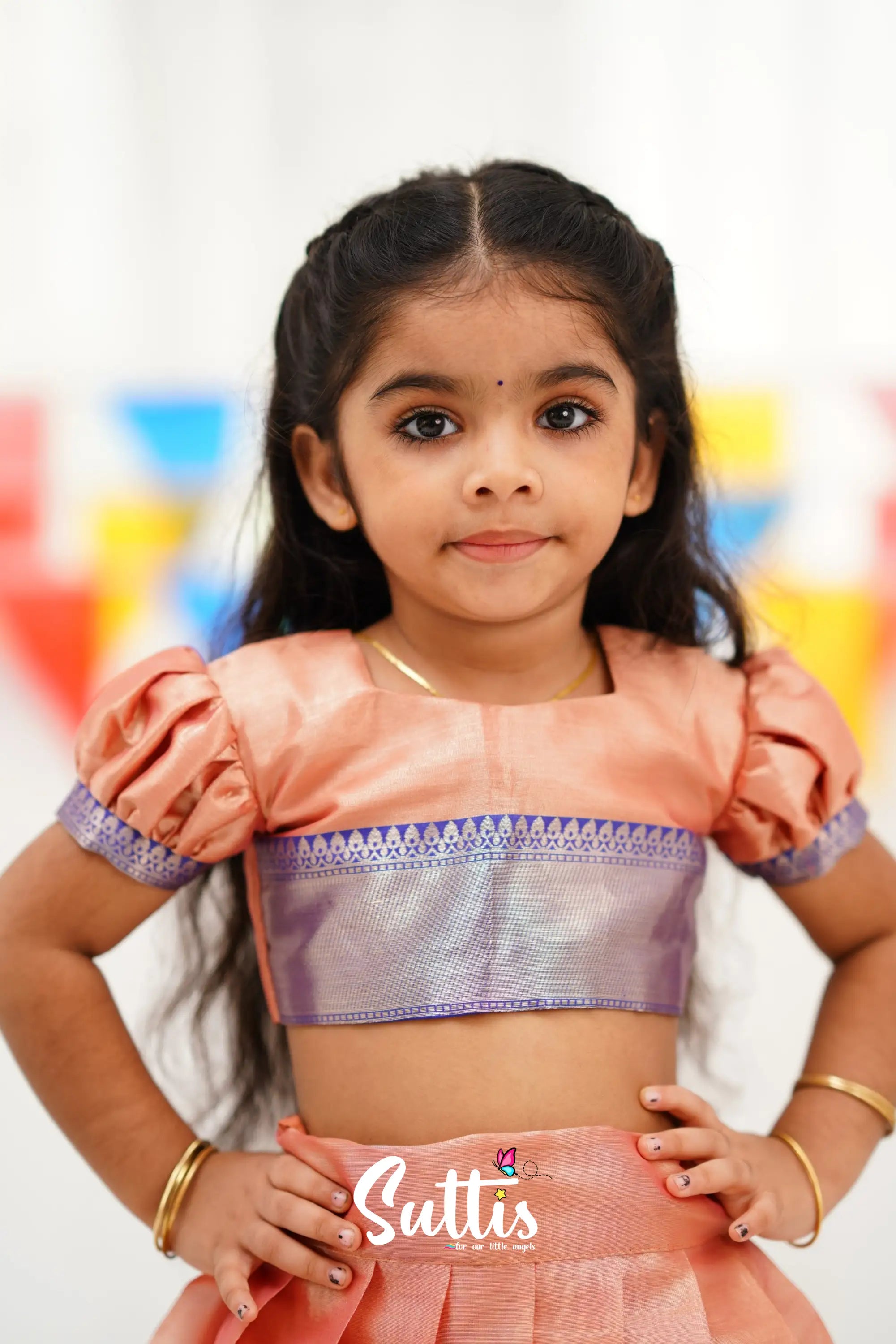 Zara Croptop & Skirt - Peach Kids-Suttis