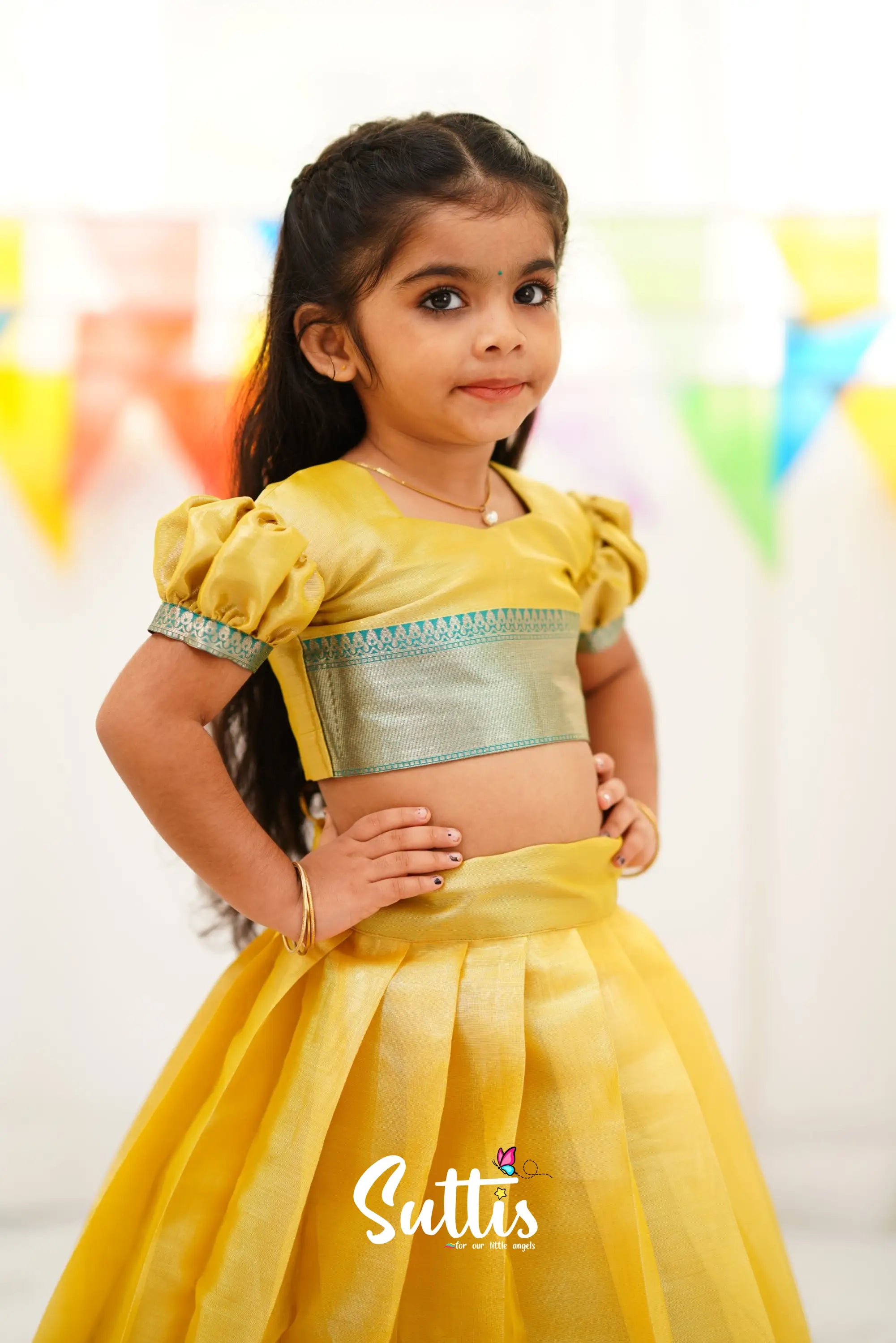 Zara Croptop & Skirt - Yellow Kids-Suttis