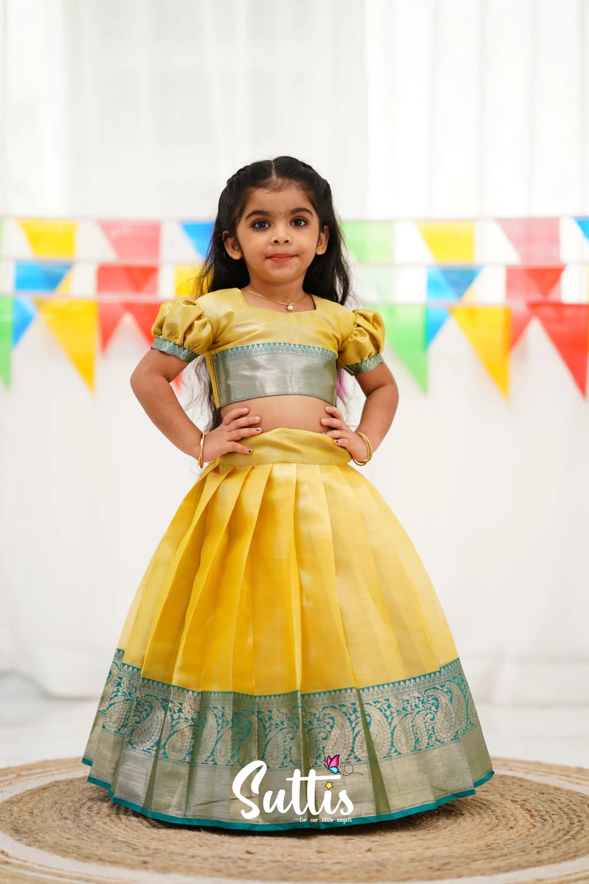 Zara Croptop & Skirt - Yellow Kids-Suttis