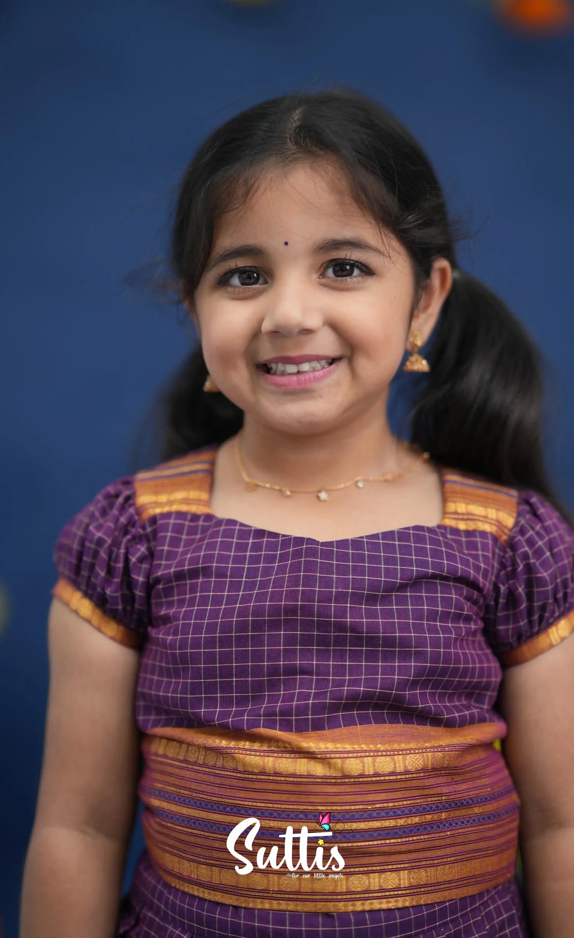 Zara Purple and Mustard Orange Crop Top and Skirt Kids-Suttis