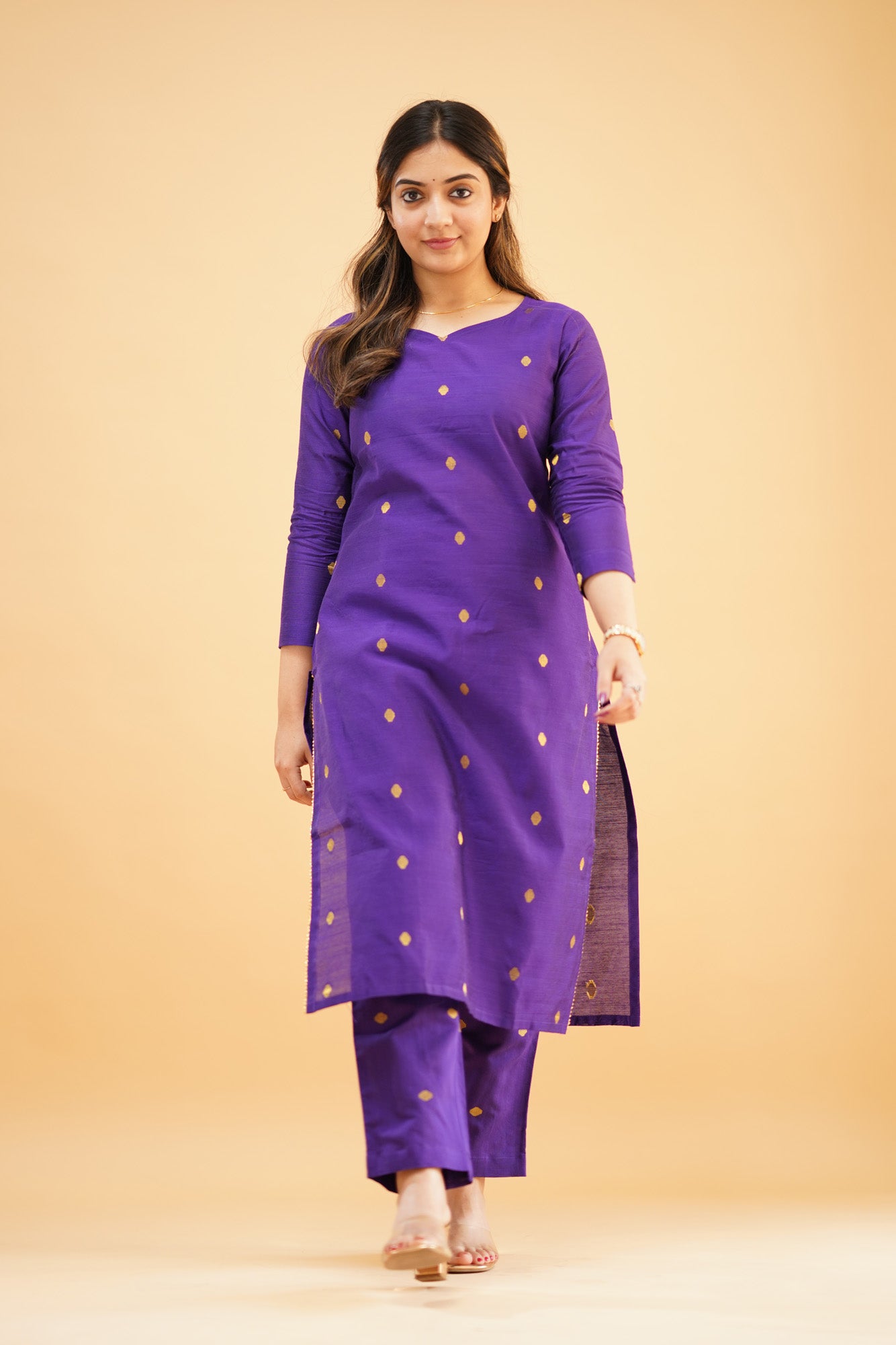 Purple Slub Cotton Silk Co-ord Set