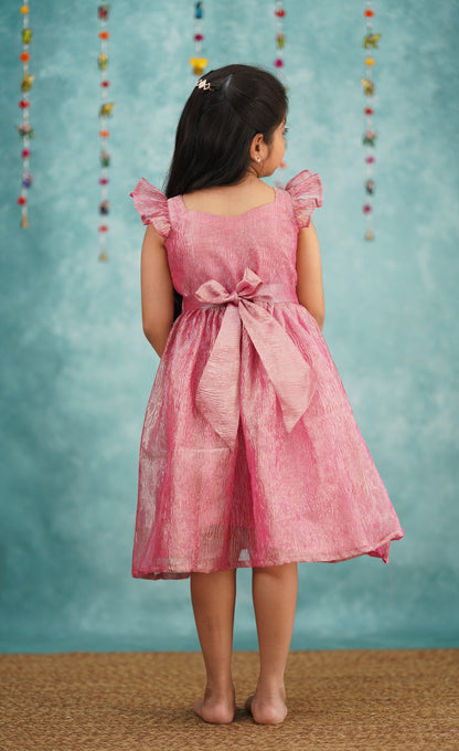 Raaga Pink shade Crushed Silk Frock