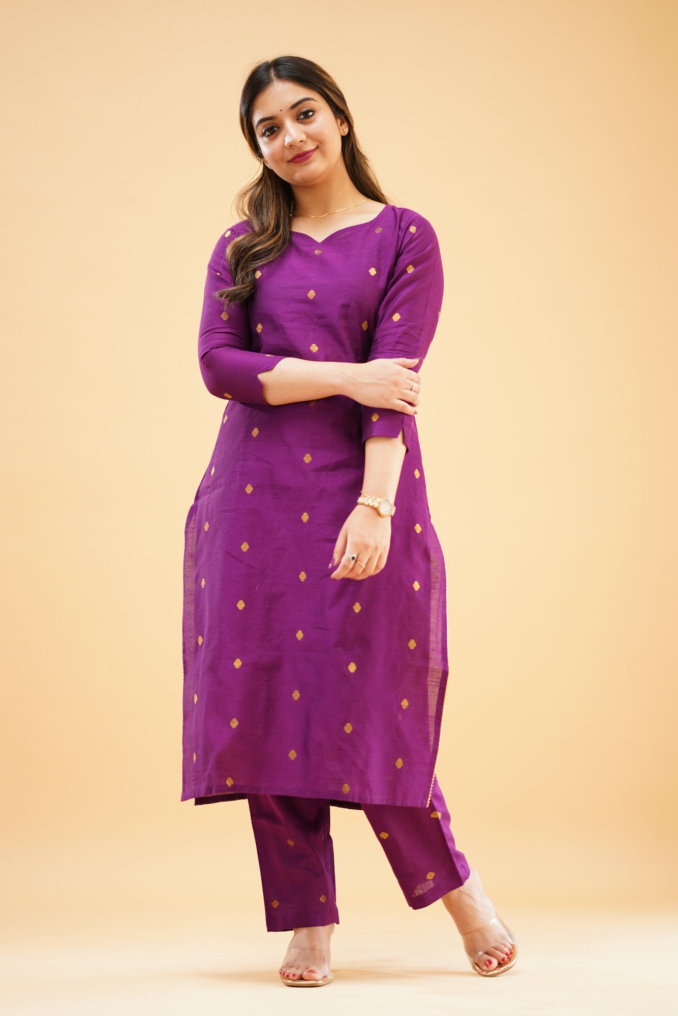 Violet Slub Cotton Silk Co-ord Set