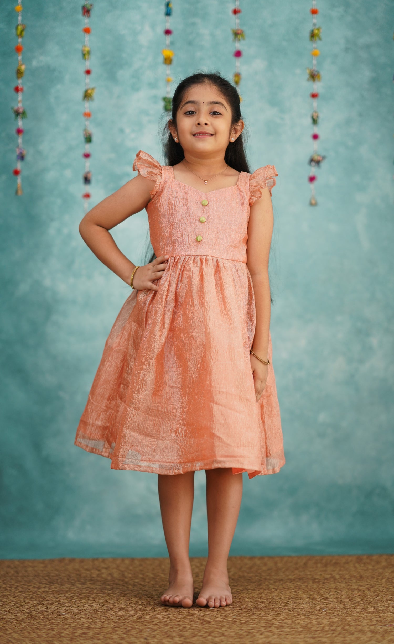 Raaga Peach shade Crushed Silk Frock