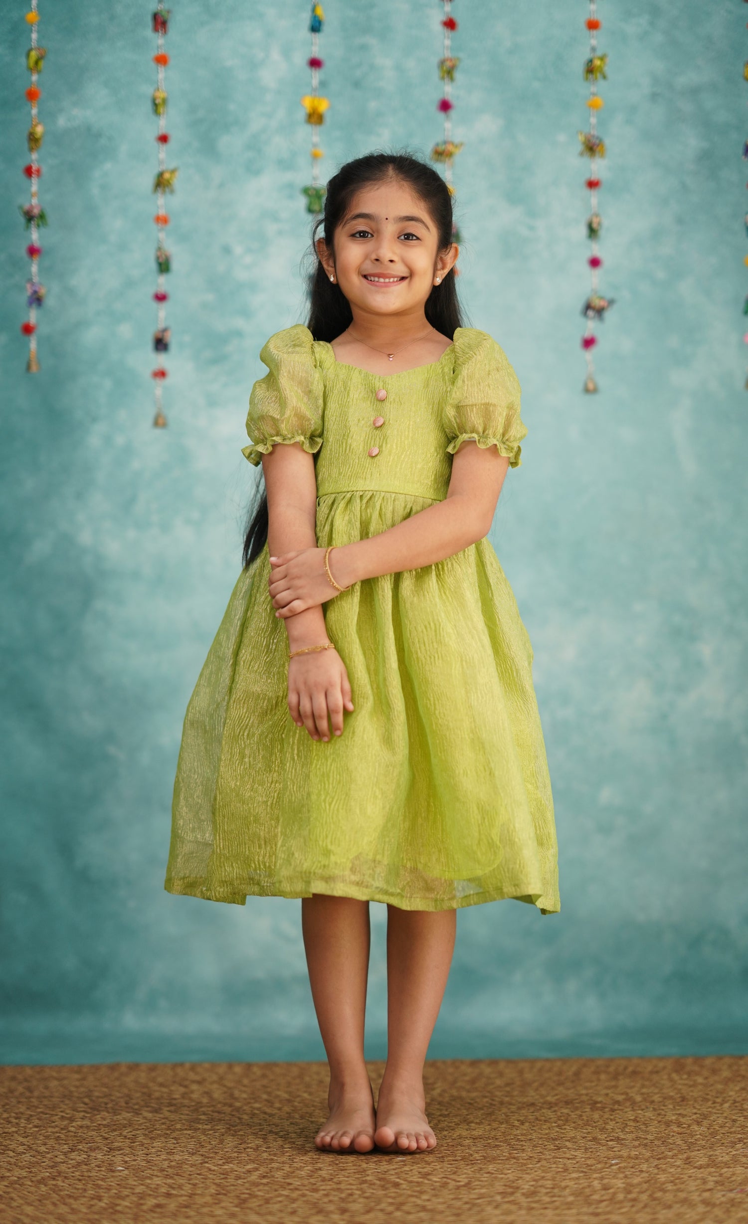 Raaga Green shade Crushed Silk Frock