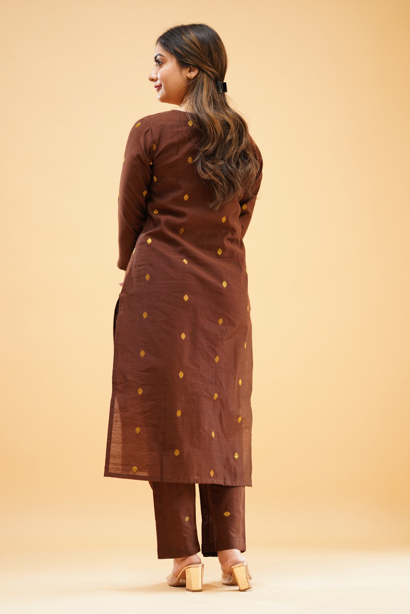 Dark Brown Slub Cotton Silk Co-ord Set