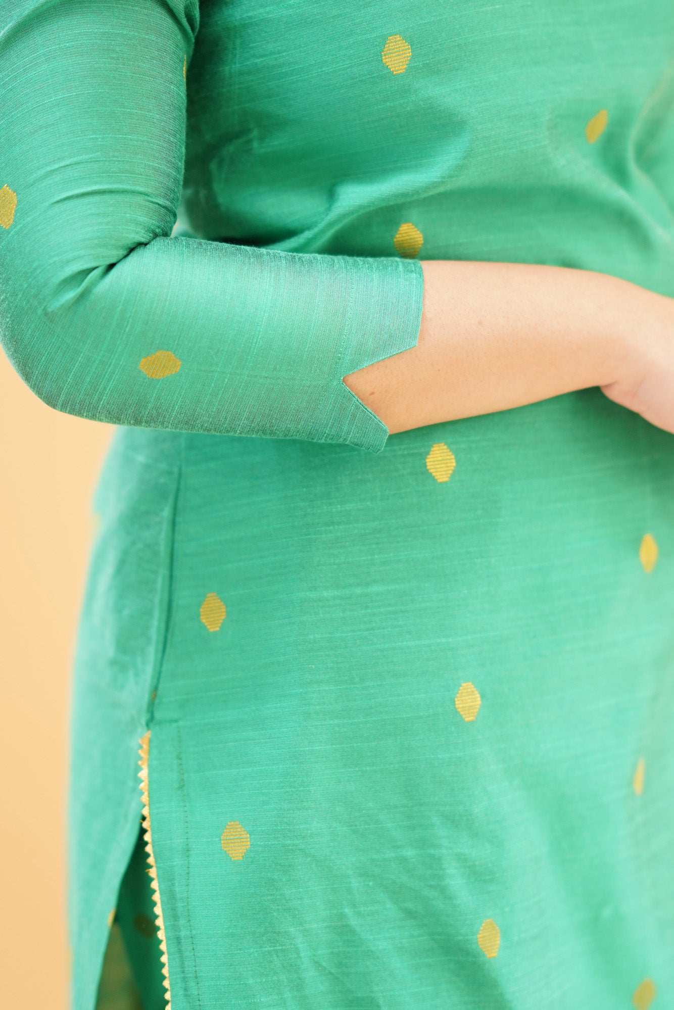 Teal Green Slub Cotton Silk Co-ord Set