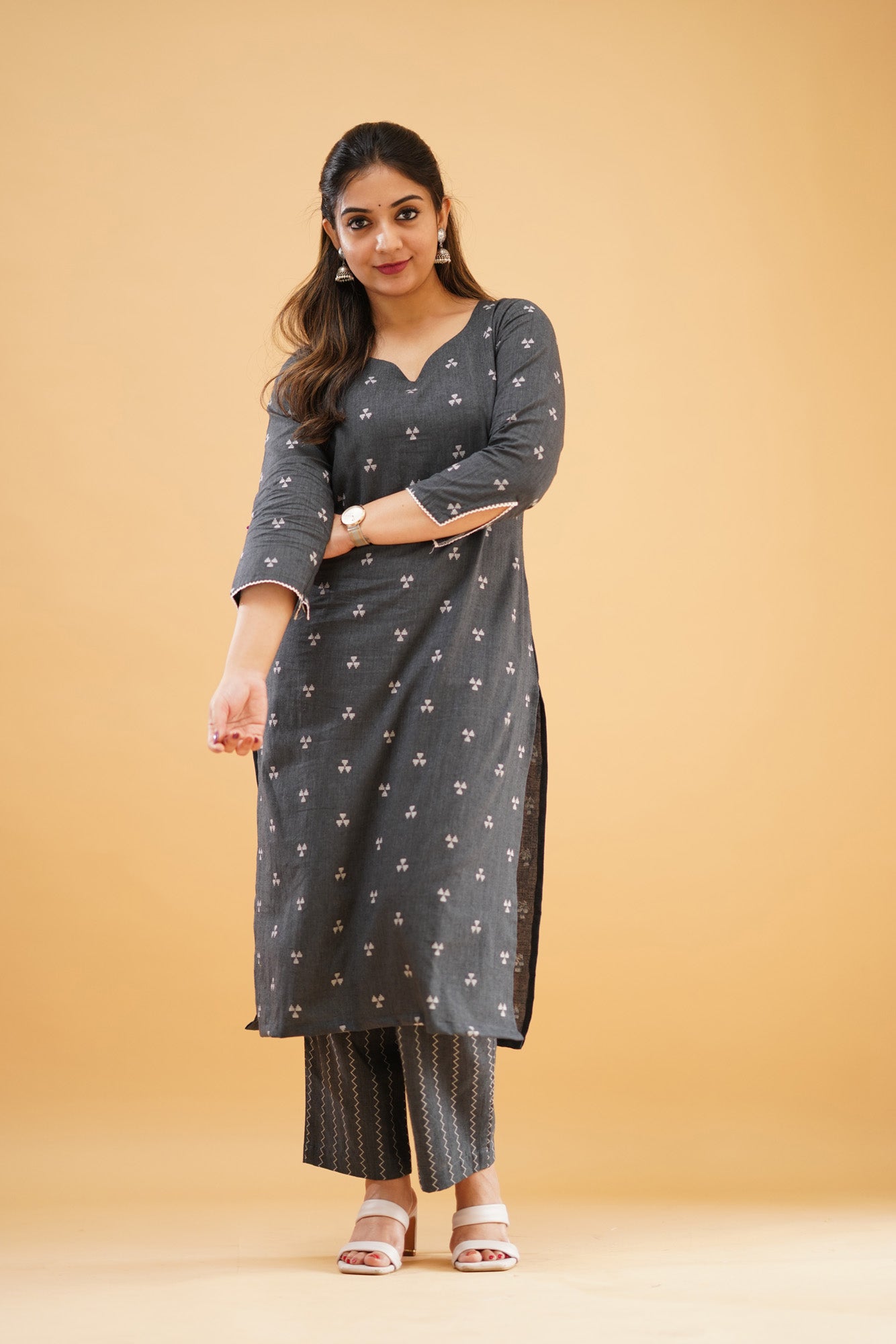 Dark Ash Handloom Cotton Co-ord Set