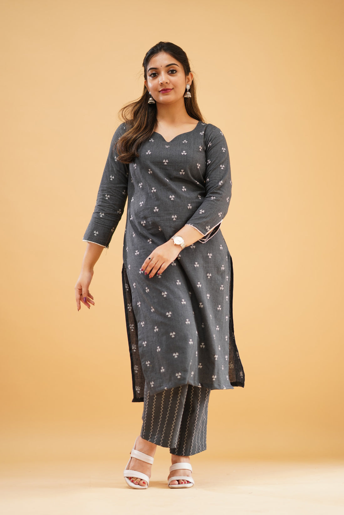 Dark Ash Handloom Cotton Co-ord Set