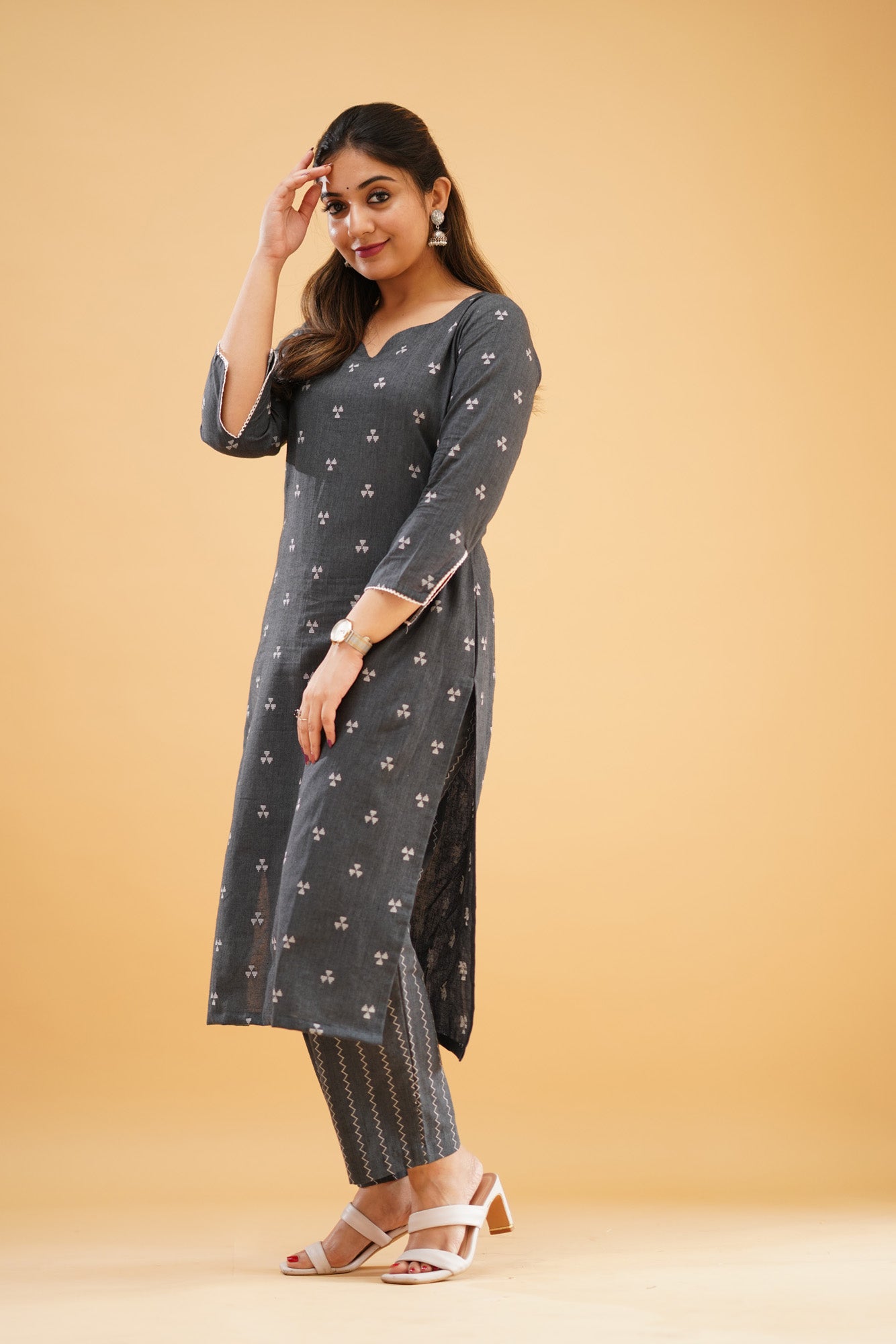 Dark Ash Handloom Cotton Co-ord Set