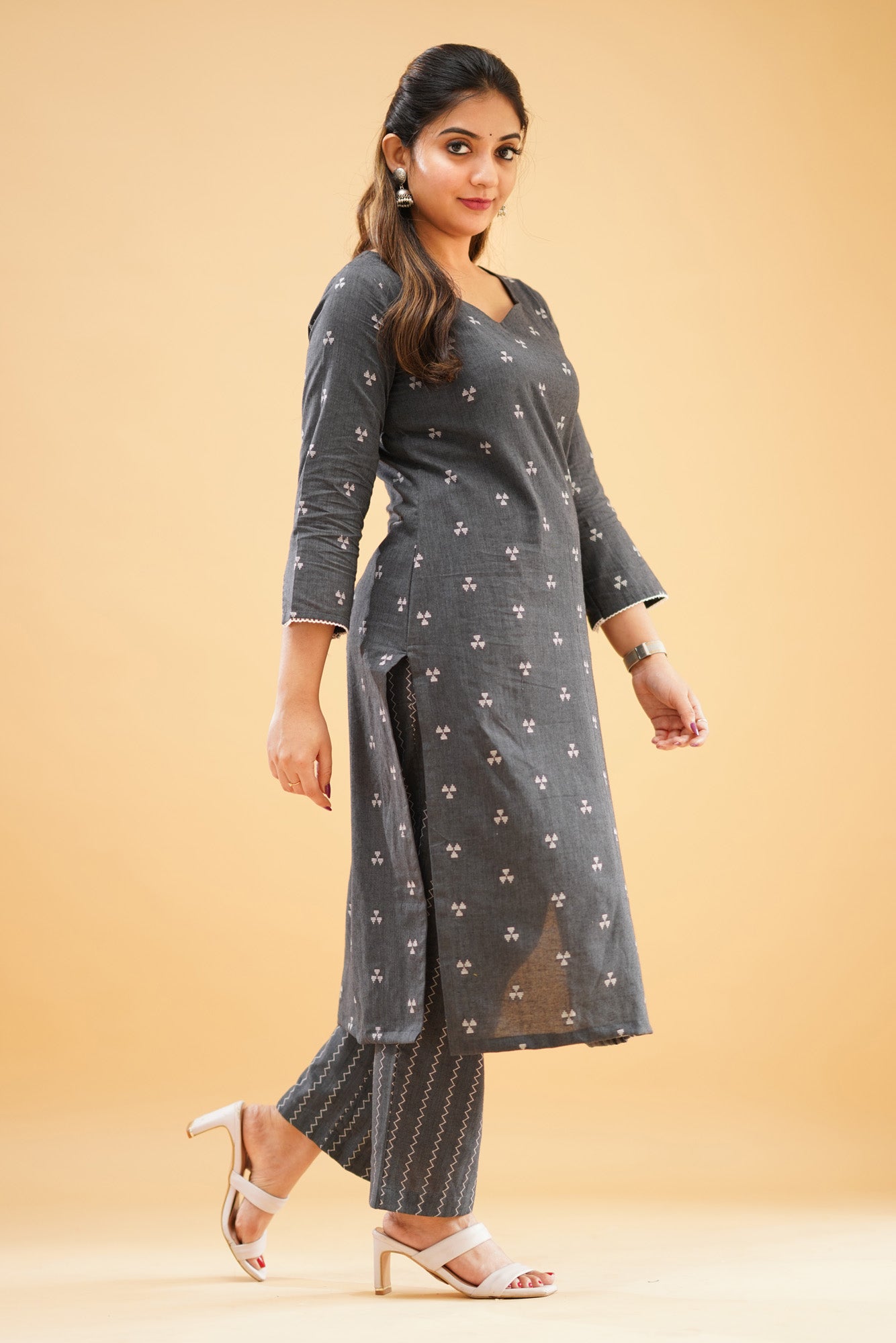 Dark Ash Handloom Cotton Co-ord Set