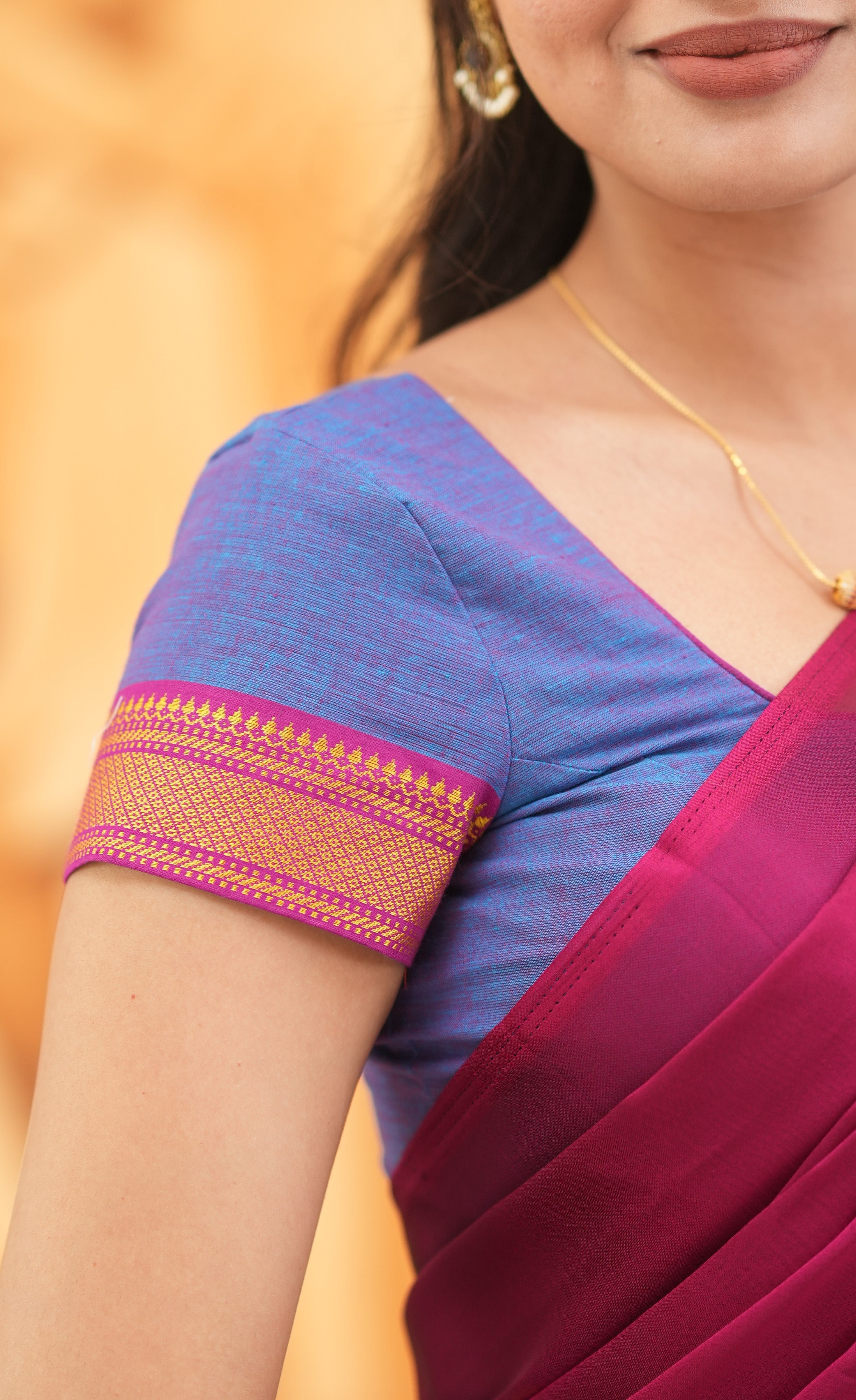 Savarna - Purple and Dark Magenta Cotton Halfsaree