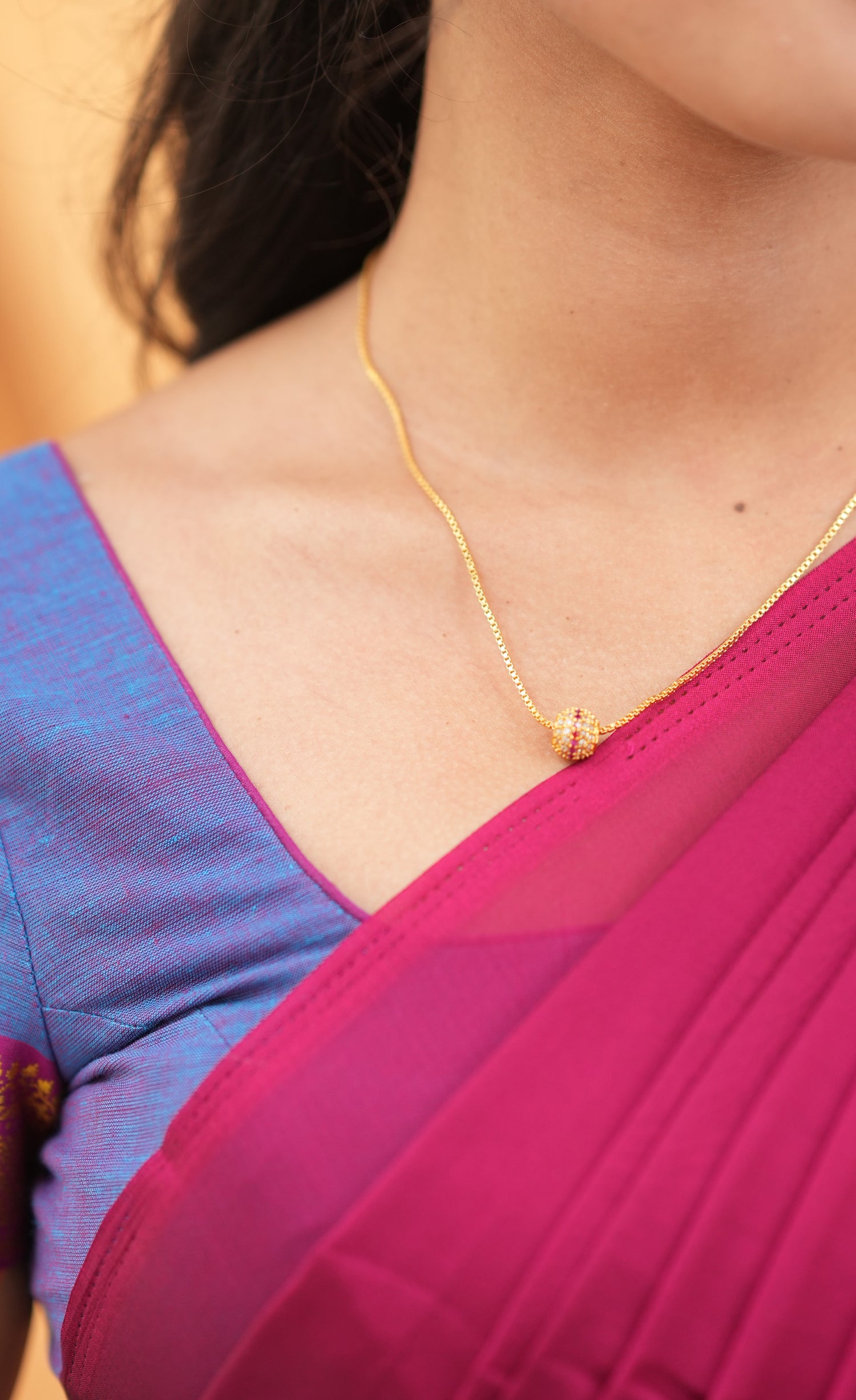 Savarna - Purple and Dark Magenta Cotton Halfsaree