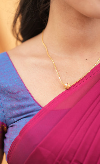 Savarna - Purple and Dark Magenta Cotton Halfsaree