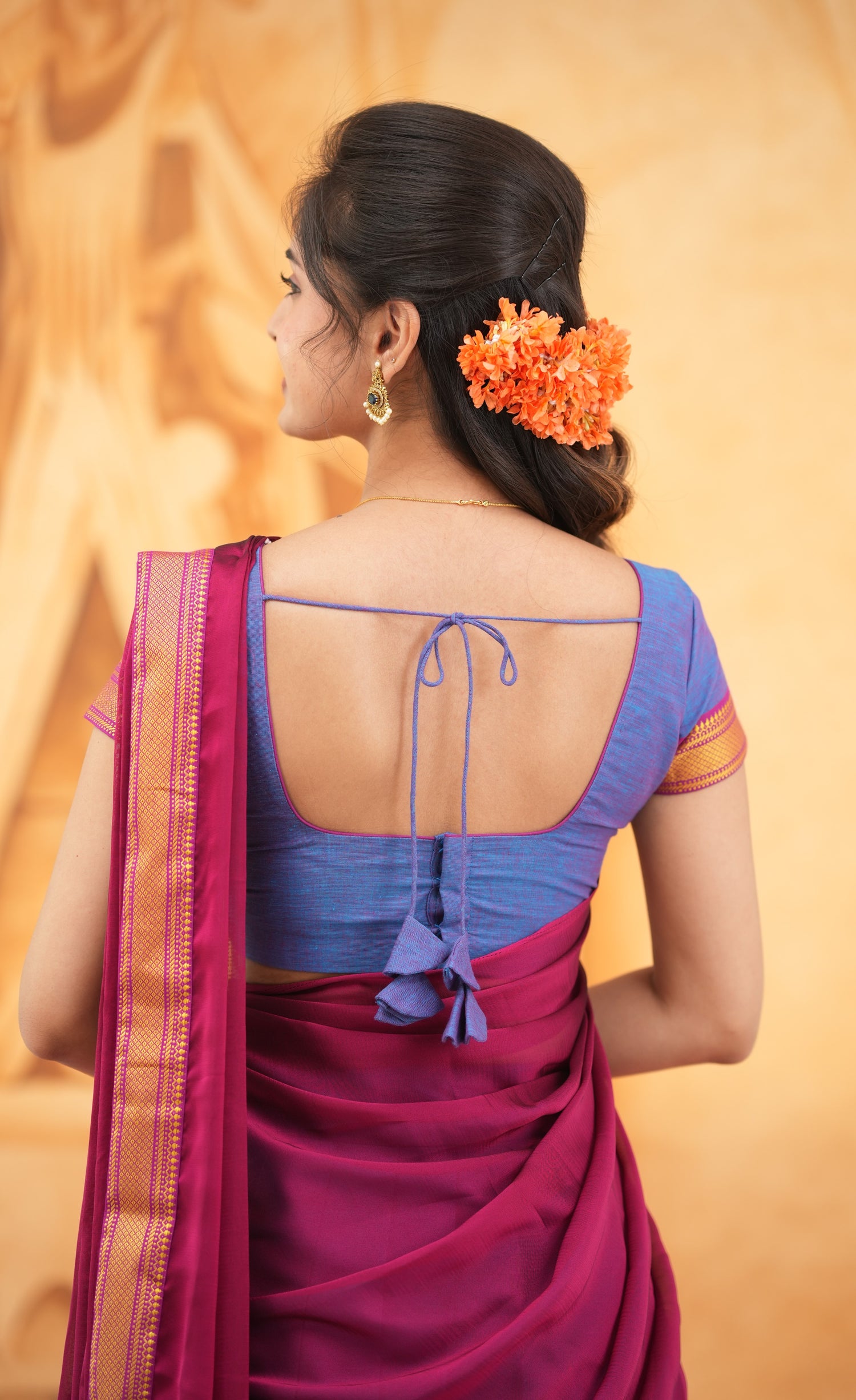 Savarna - Purple and Dark Magenta Cotton Halfsaree