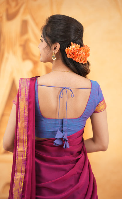 Savarna - Purple and Dark Magenta Cotton Halfsaree