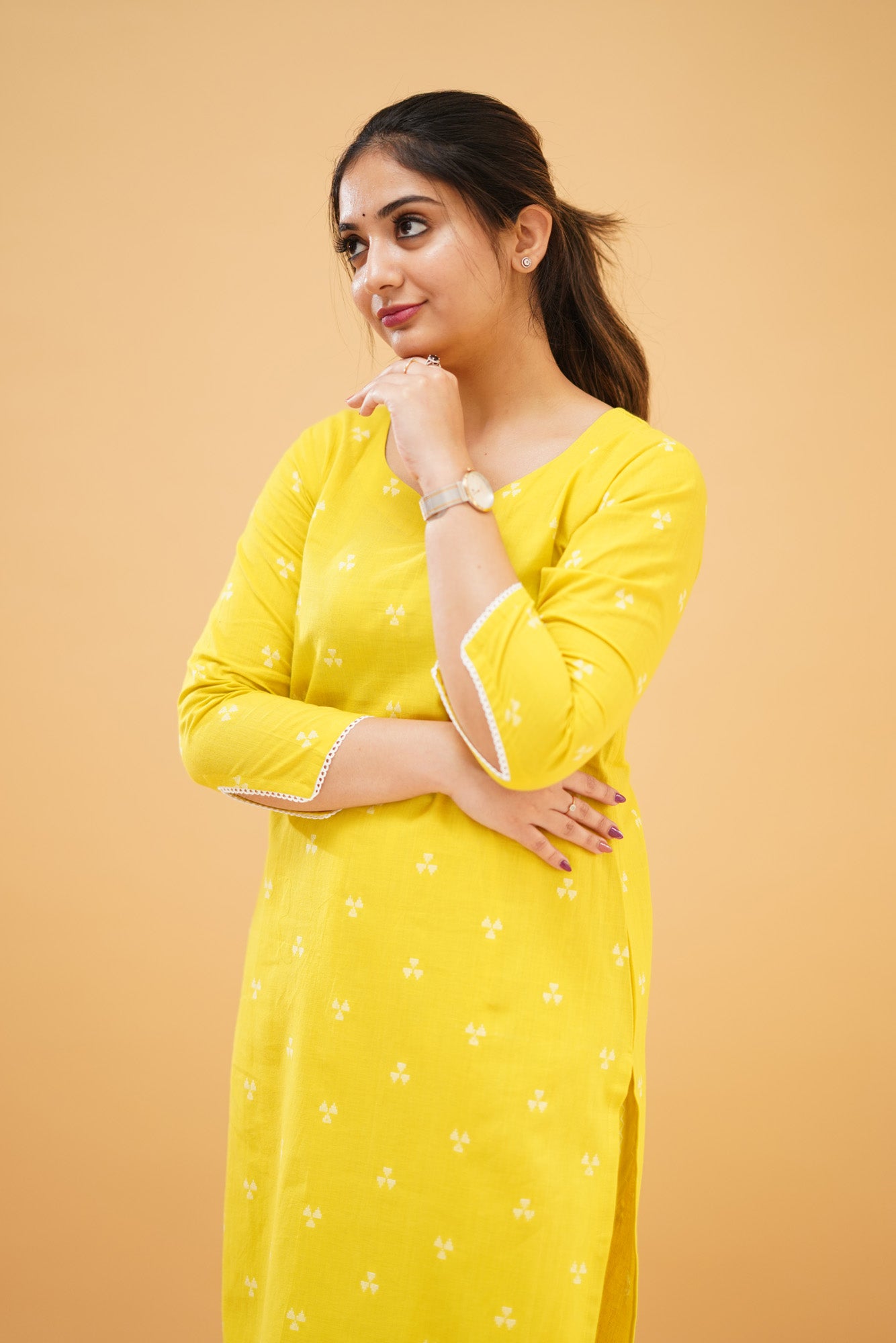 Greenish Yellow Handloom Cotton Co-ord Set