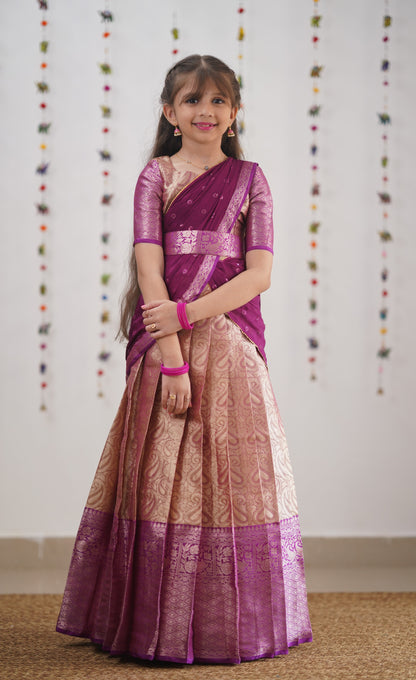 Kumaari- Magentaish Purple Organza Halfsaree