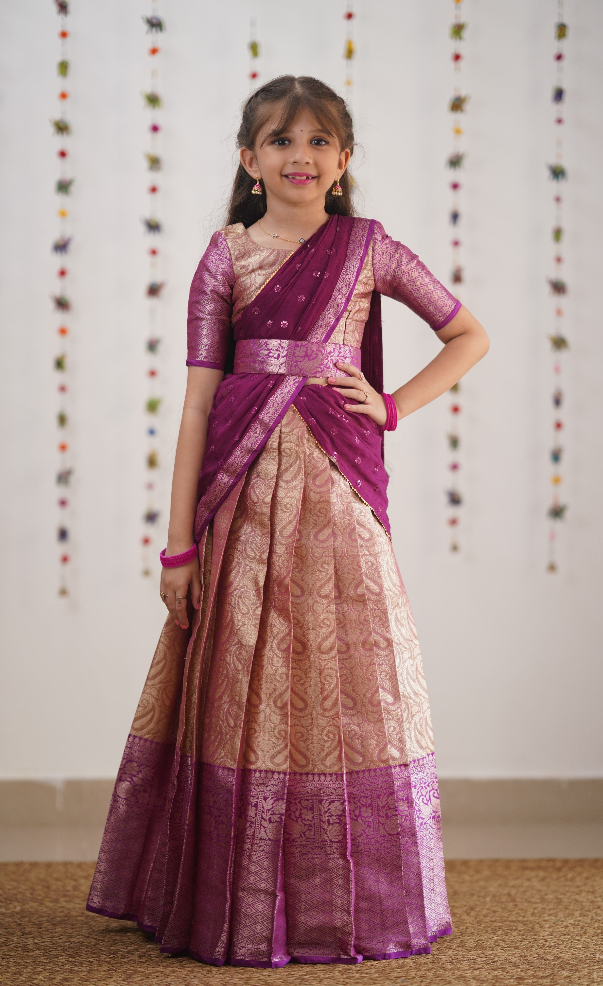 Kumaari- Magentaish Purple Organza Halfsaree