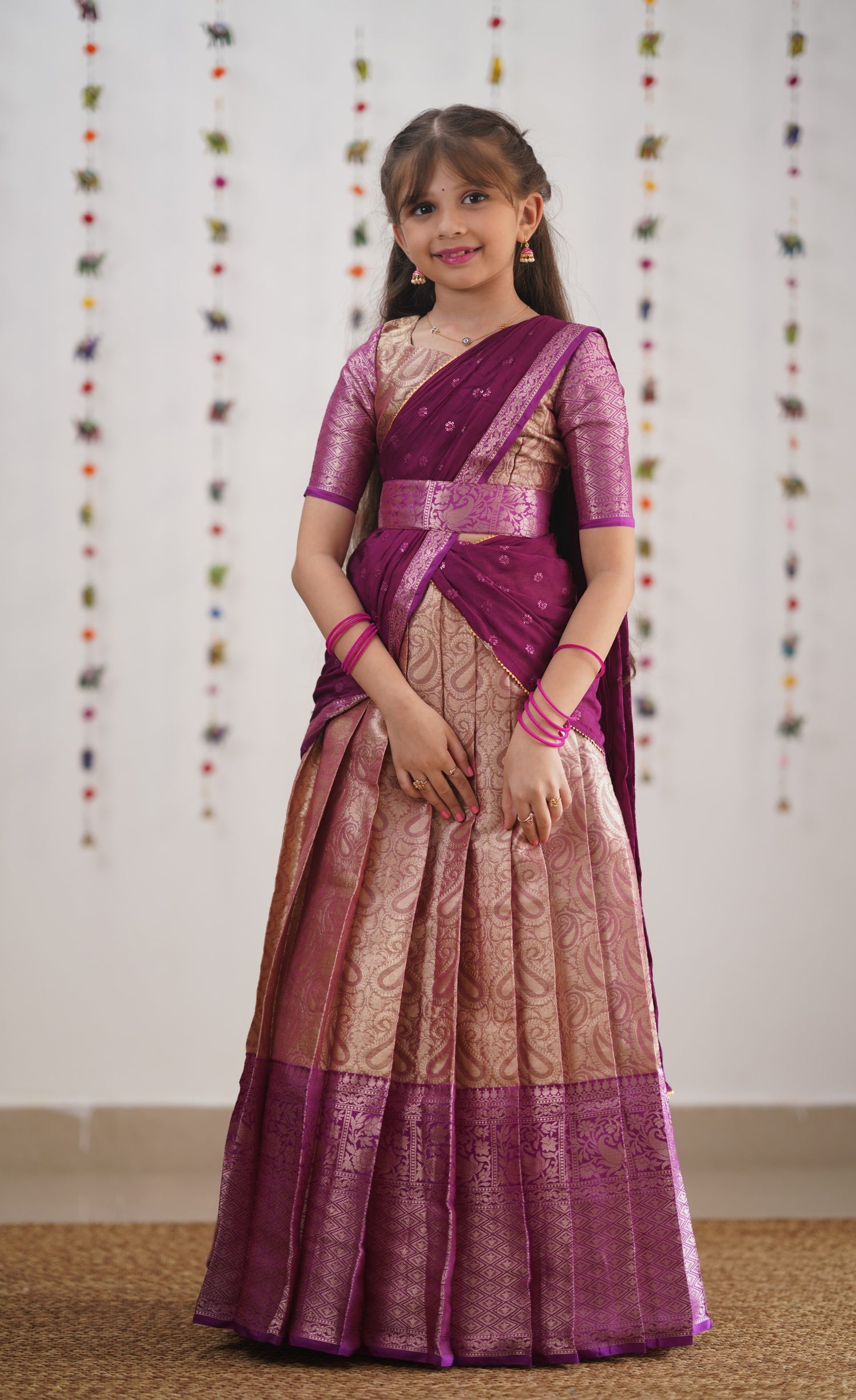 Kumaari- Magentaish Purple Organza Halfsaree