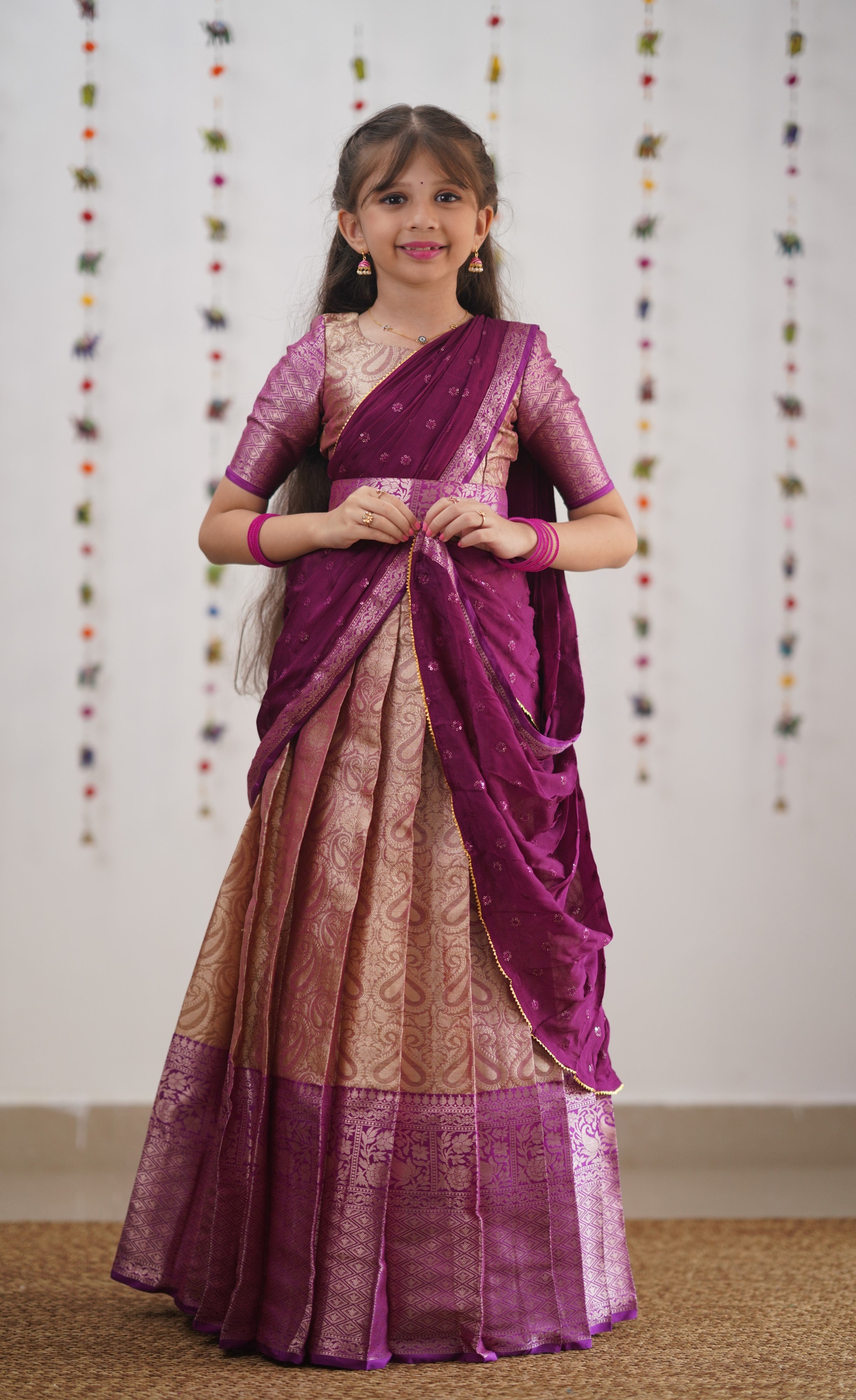 Kumaari- Magentaish Purple Organza Halfsaree