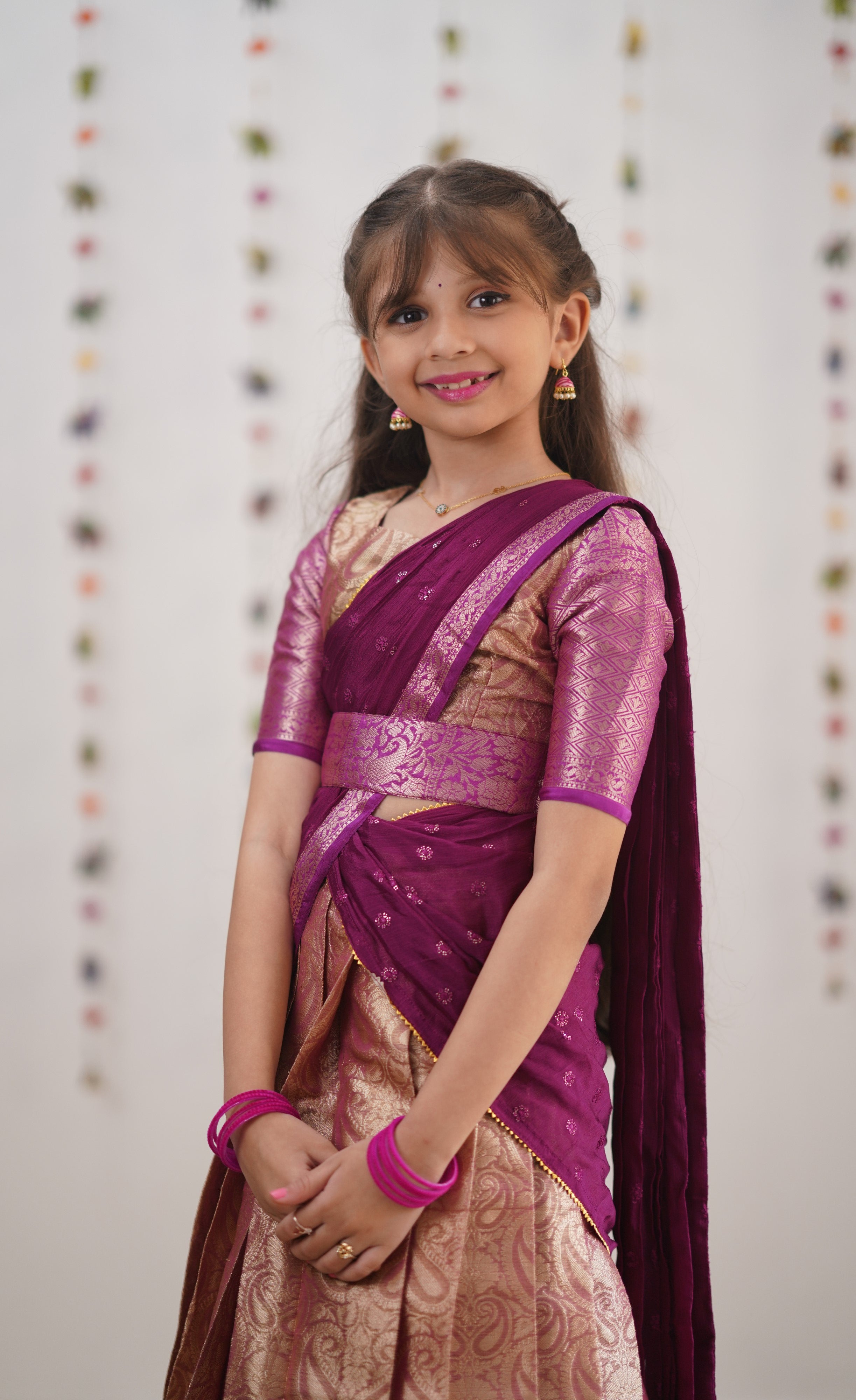 Kumaari- Magentaish Purple Organza Halfsaree