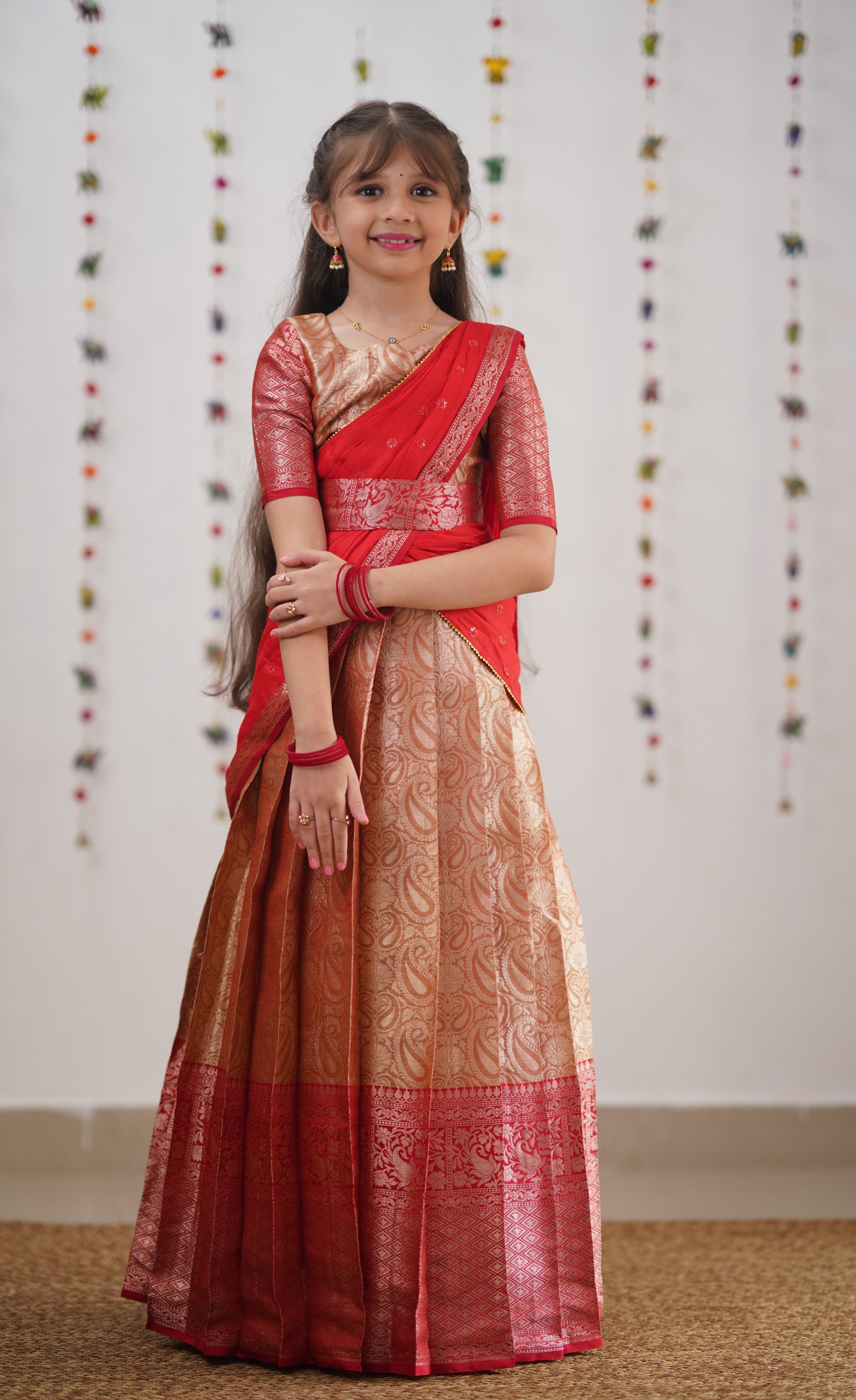 Kumaari- Red Organza Halfsaree