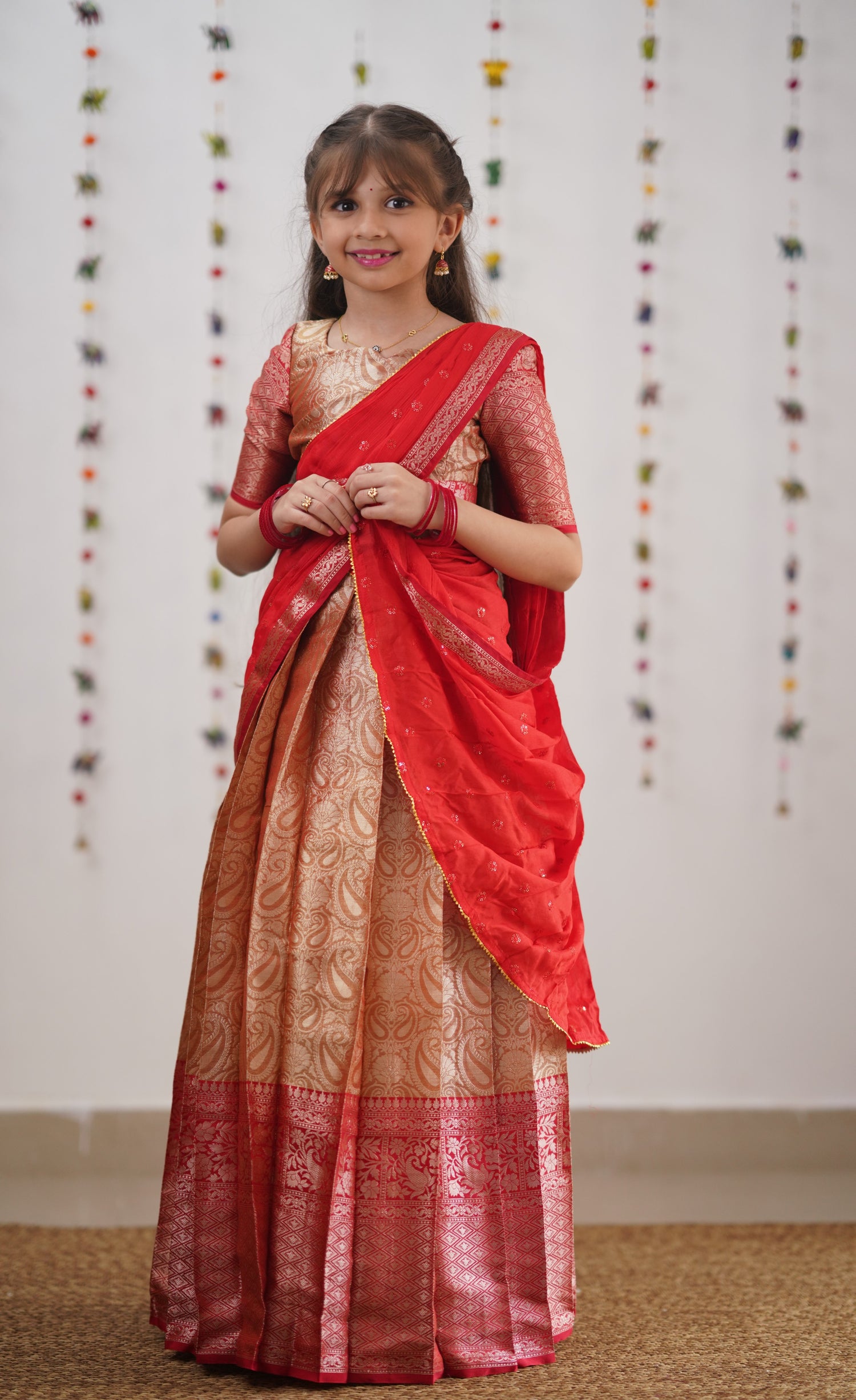 Kumaari- Red Organza Halfsaree