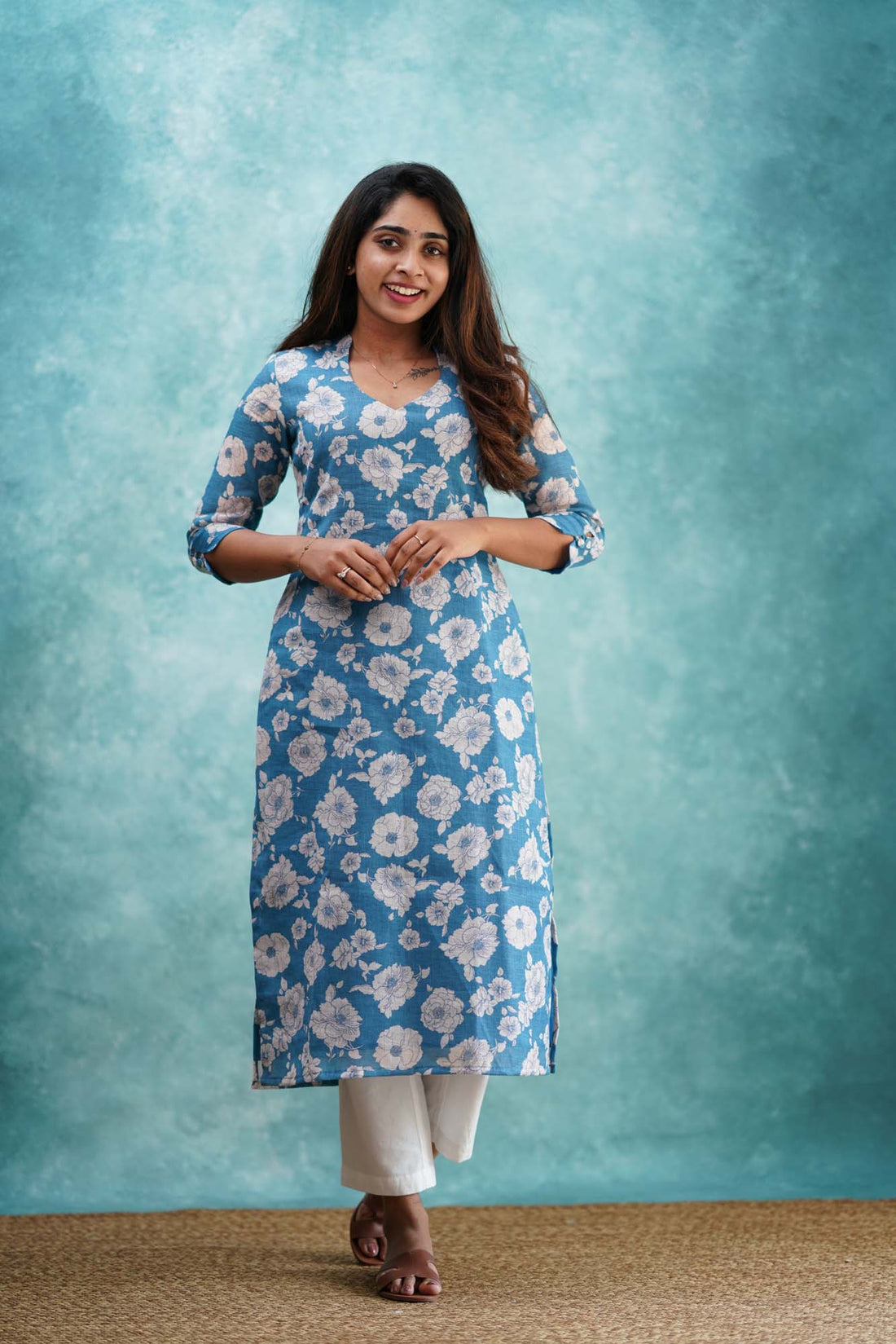 Blue Semi Linen Co-ord Set