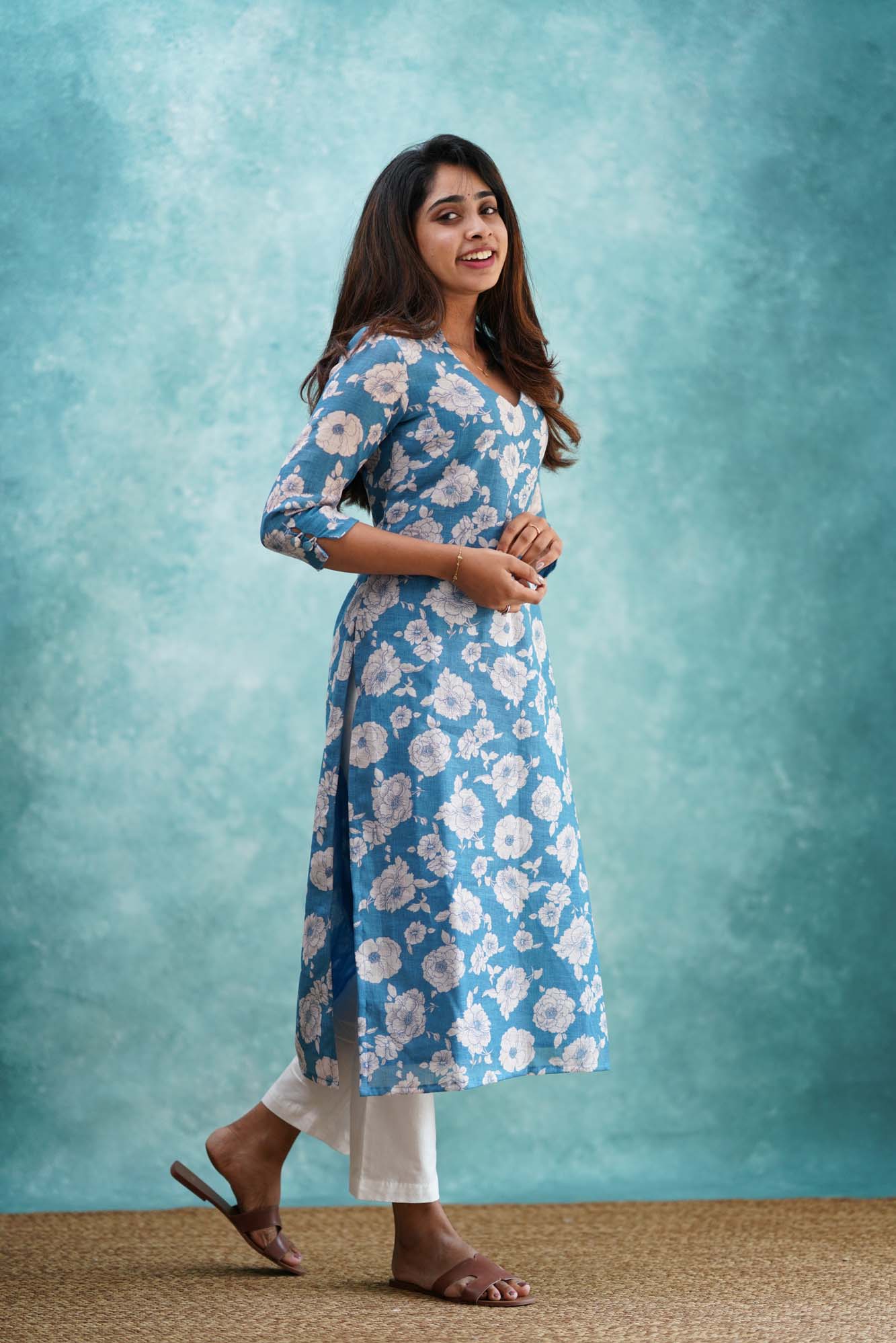 Blue Semi Linen Co-ord Set