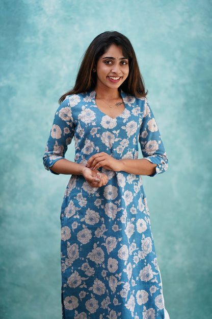 Blue Semi Linen Co-ord Set