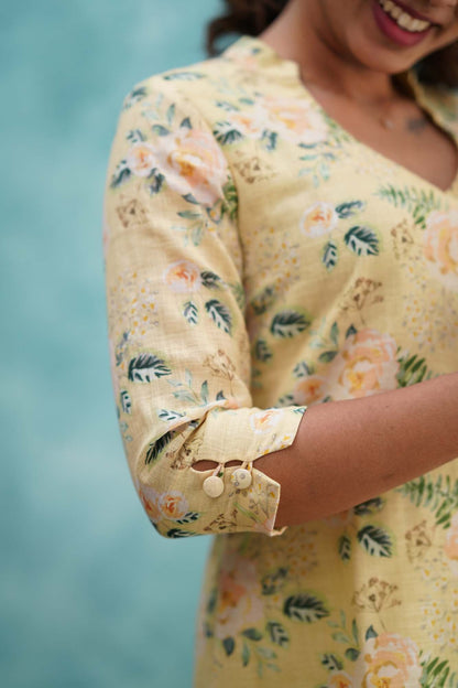 Light Yellow Semi Linen Co-ord Set