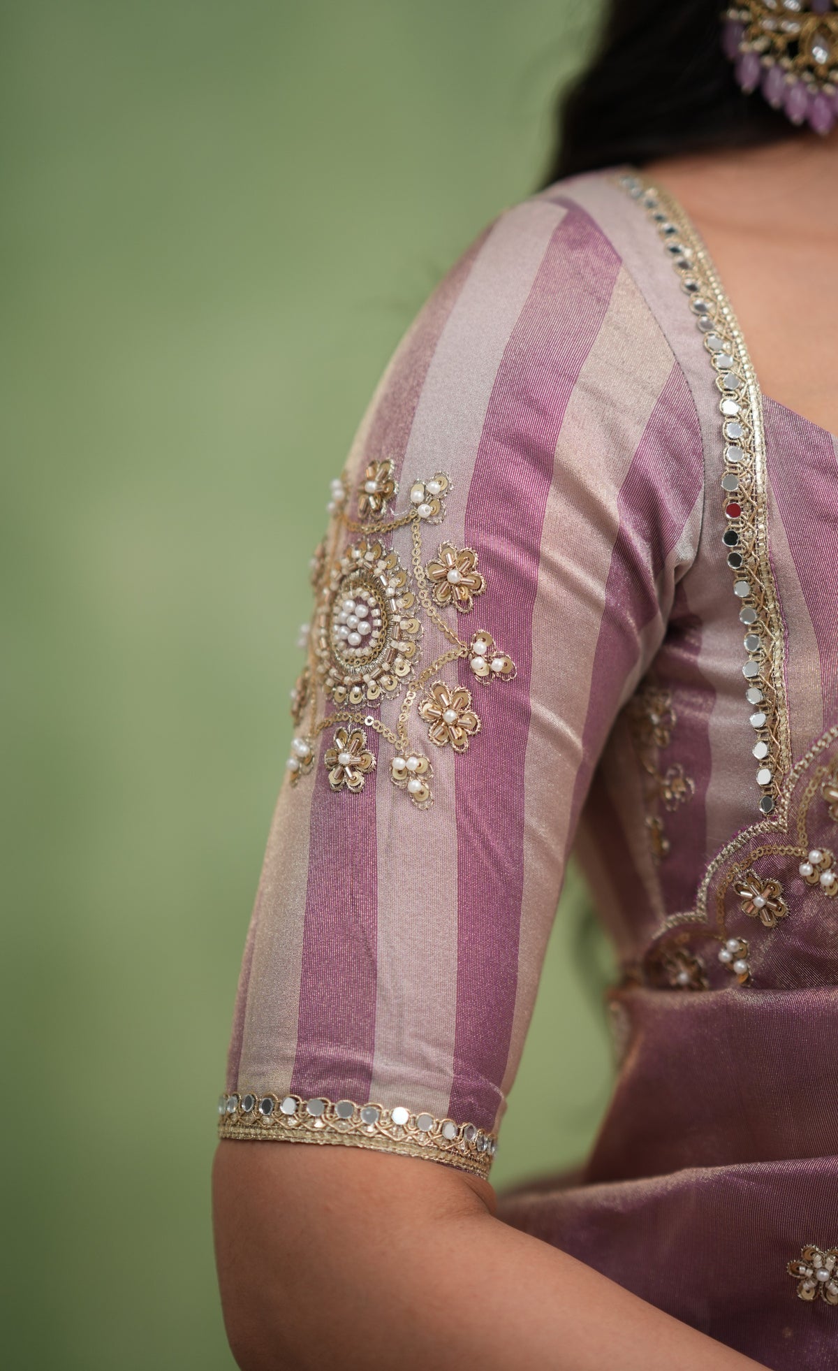 Pearl Soft Organza Tissue Halfsaree - Dusky Lavender