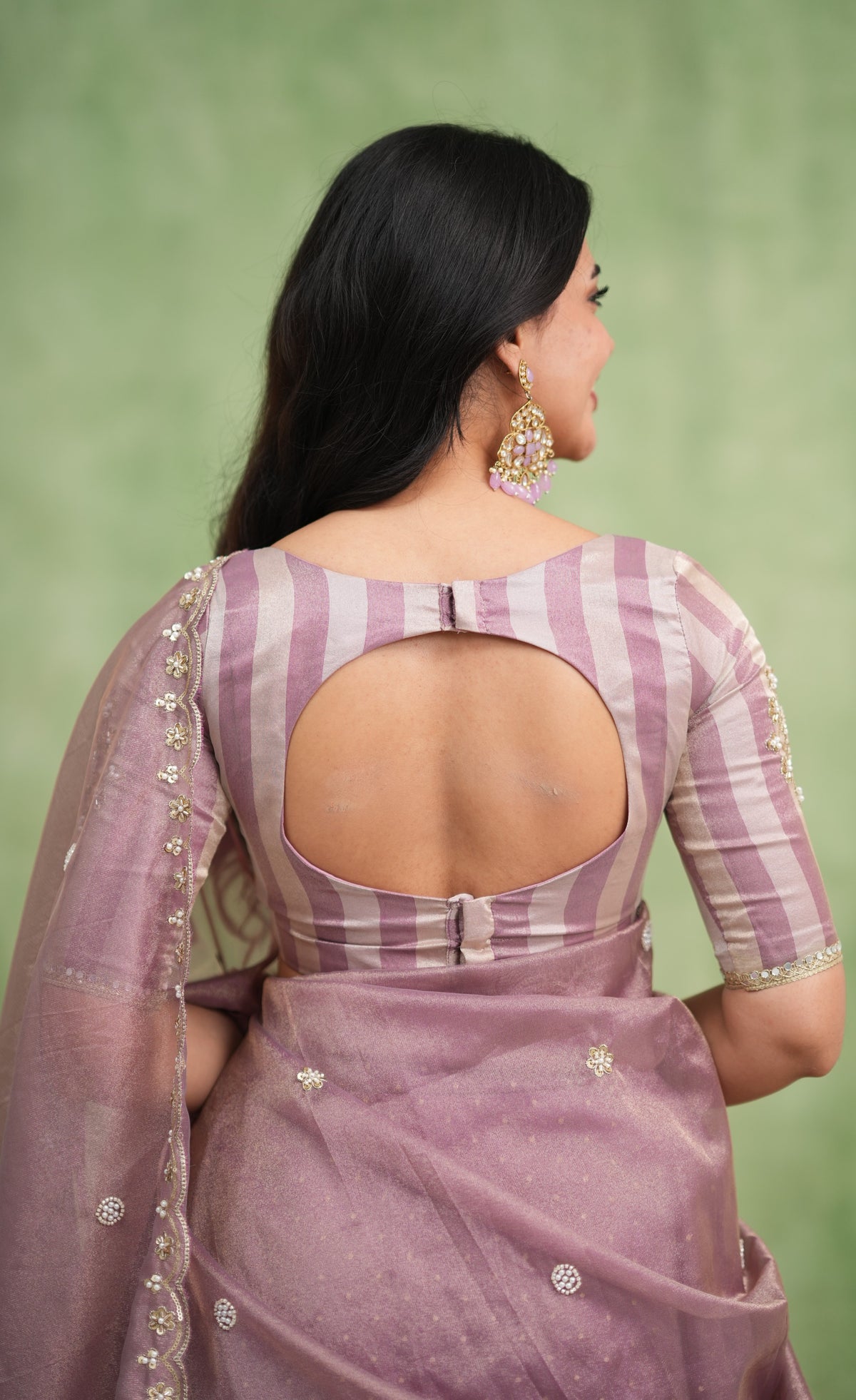 Pearl Soft Organza Tissue Halfsaree - Dusky Lavender