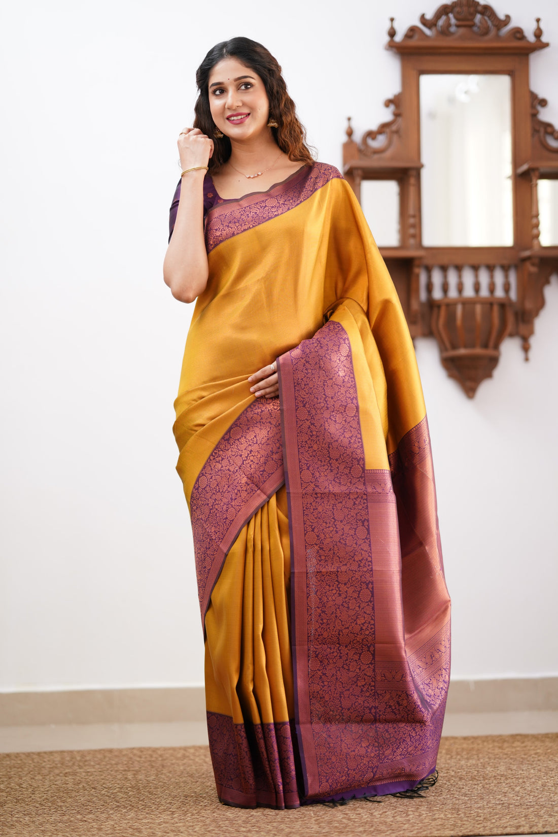 Sita Blended Silk Saree - Yellow and Magentaish Purple