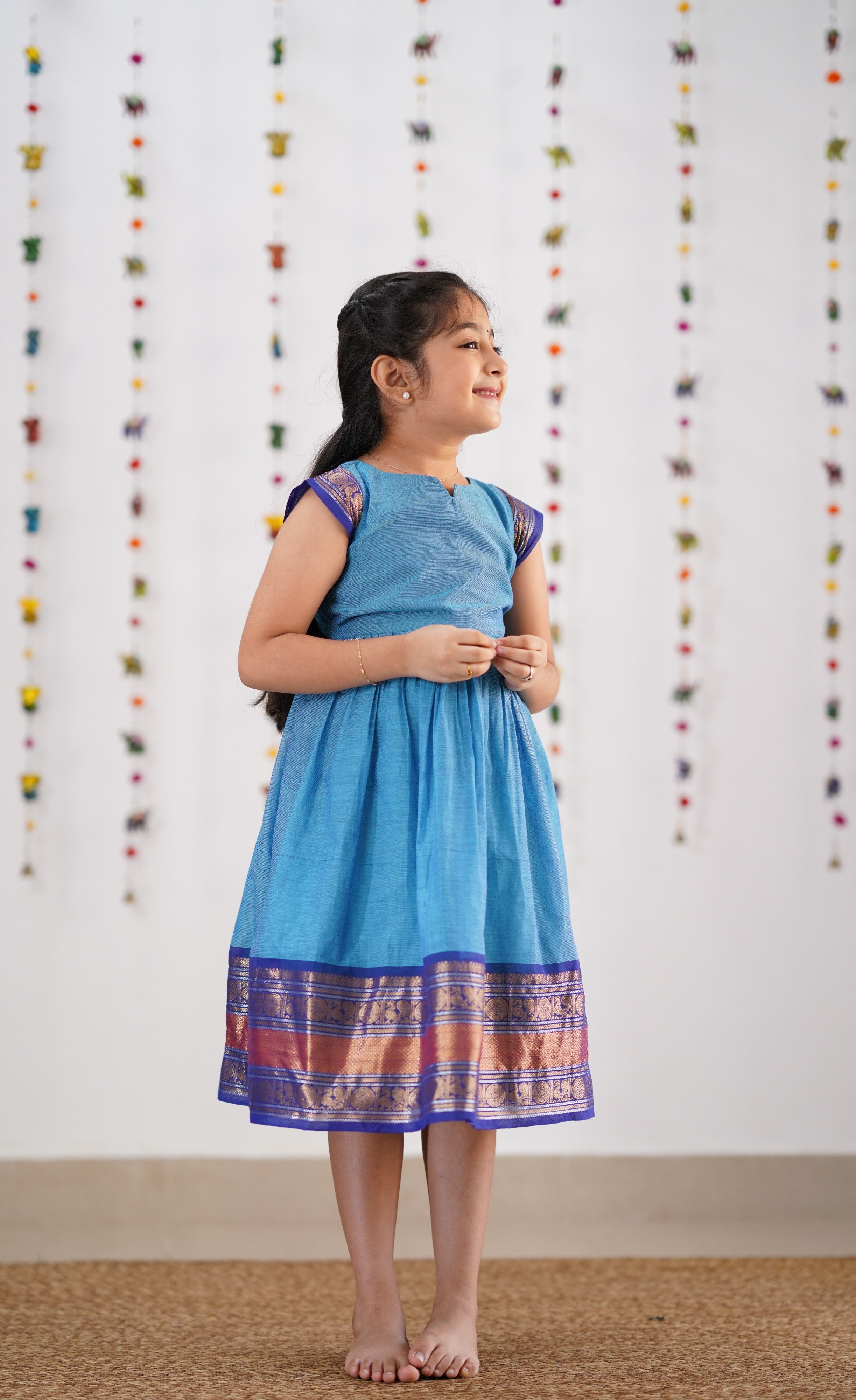 Raaga Cotton Frock- Sky Blue