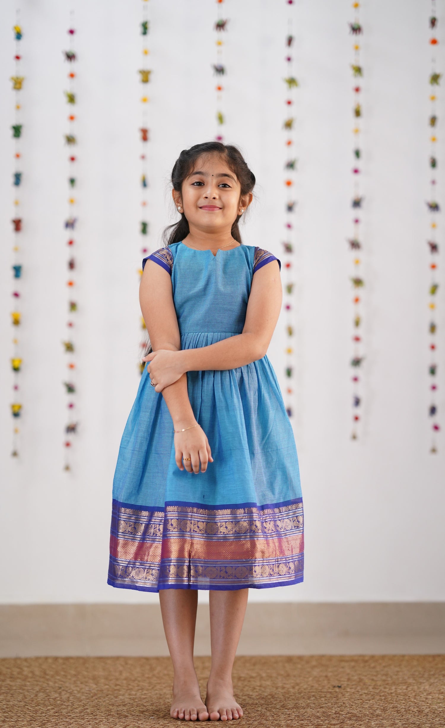 Raaga Cotton Frock- Sky Blue