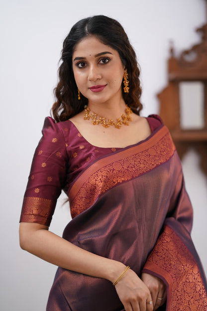 Sita Blended Silk Saree - Navy Blue and Maroon