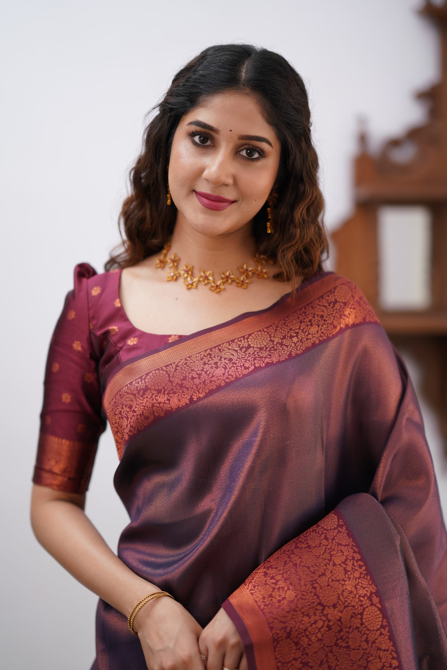 Sita Blended Silk Saree - Navy Blue and Maroon