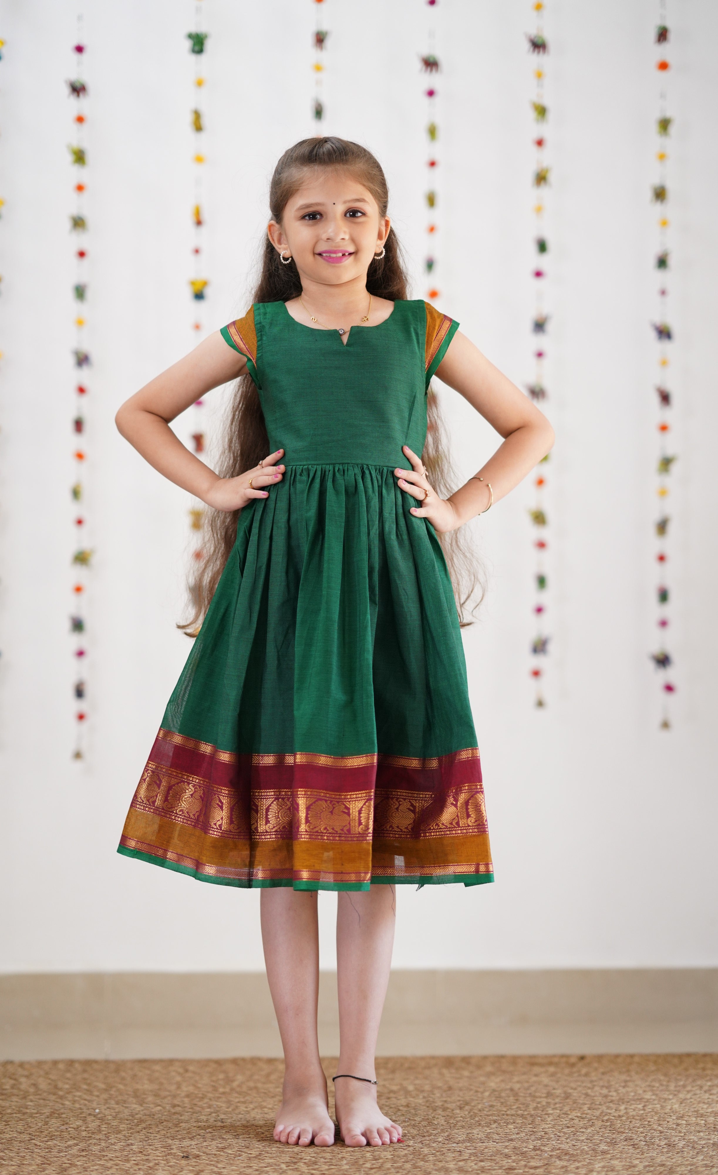 Raaga Cotton Frock - Green