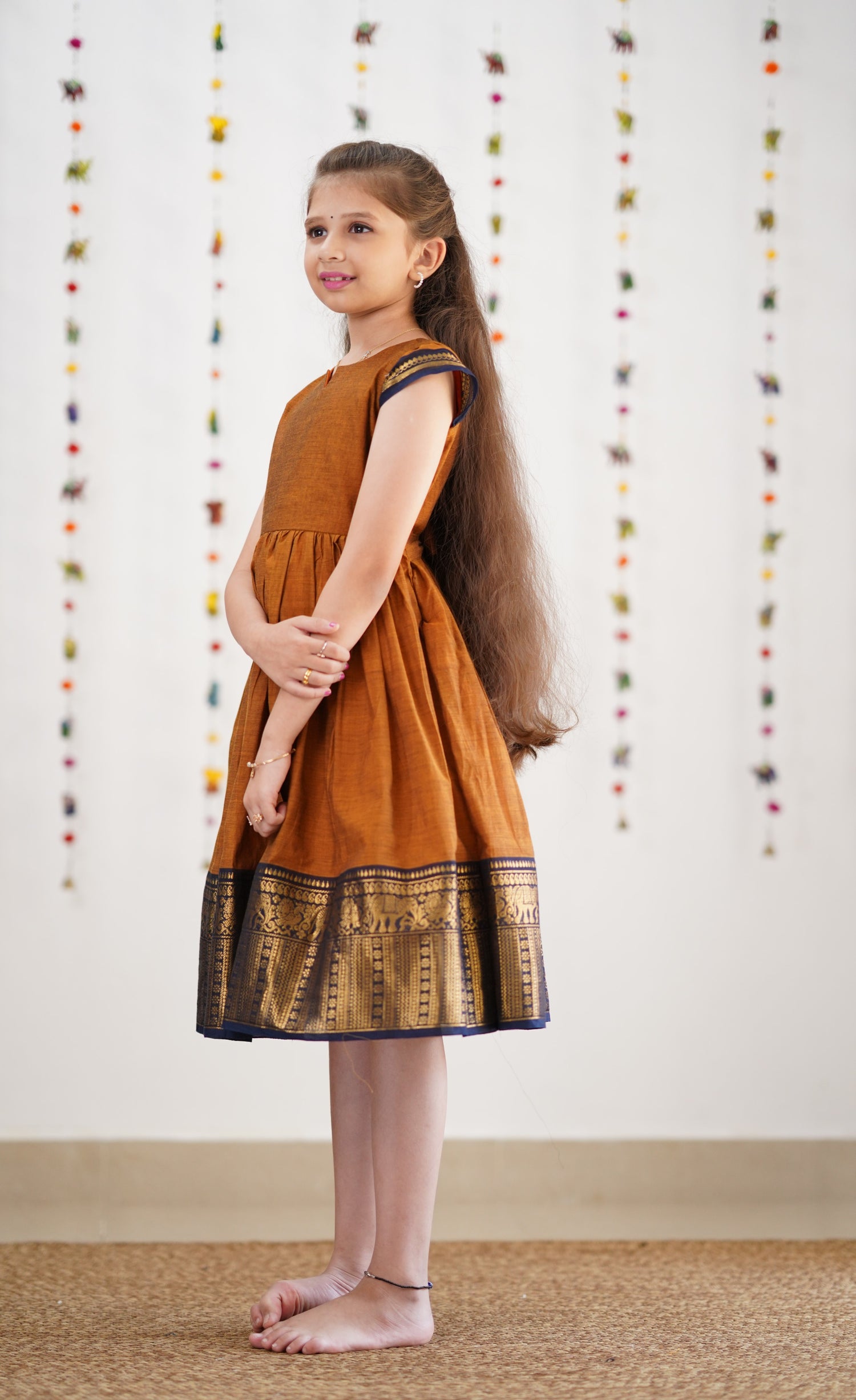 Raaga Cotton Frock - Brownish Mustard