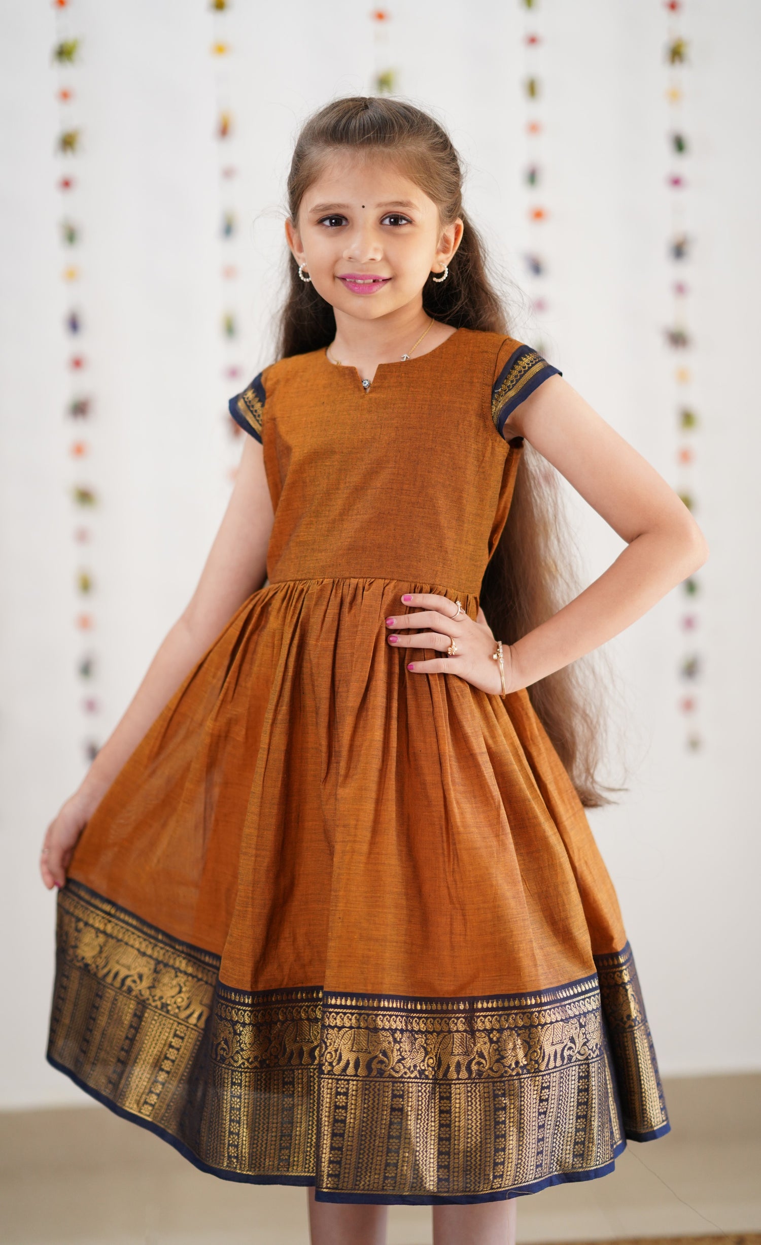 Raaga Cotton Frock - Brownish Mustard