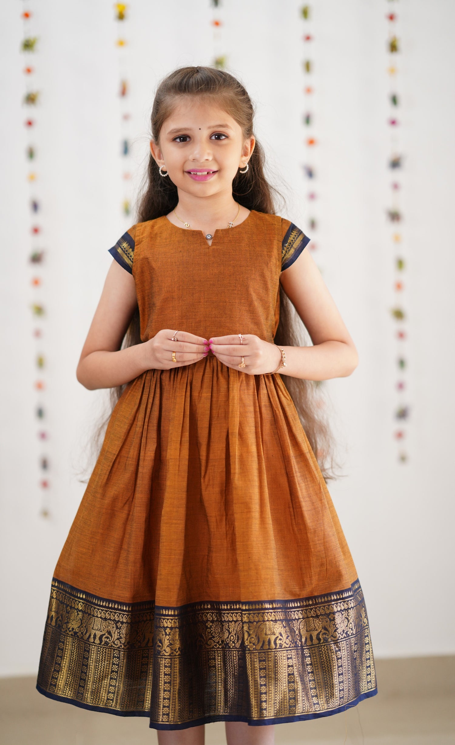 Raaga Cotton Frock - Brownish Mustard