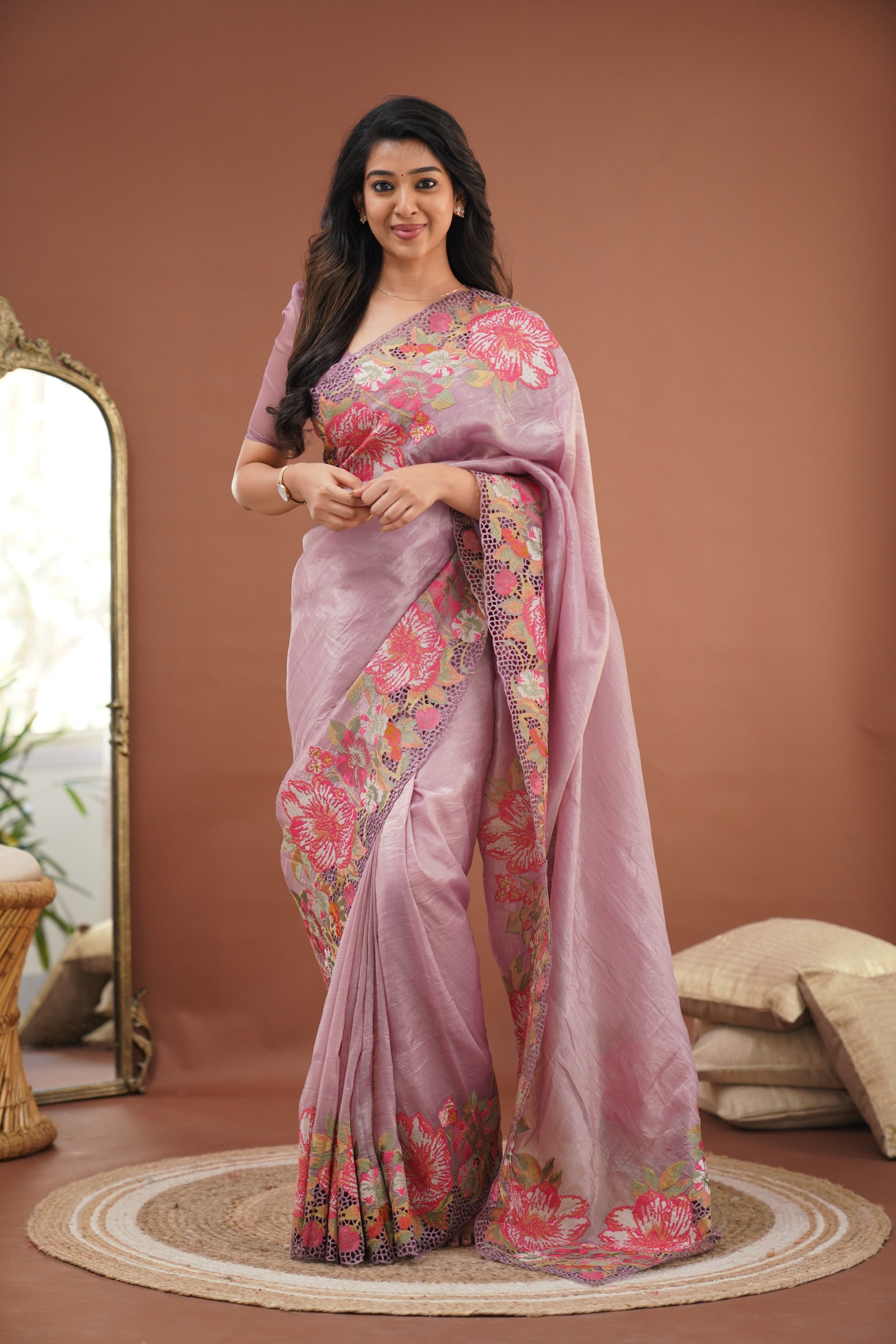 Nakshatra Crushed Tissue Saree - Lavender