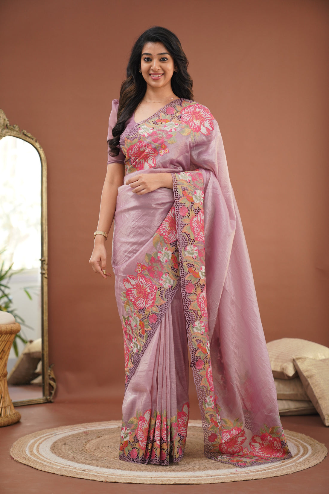 Nakshatra Crushed Tissue Saree - Lavender